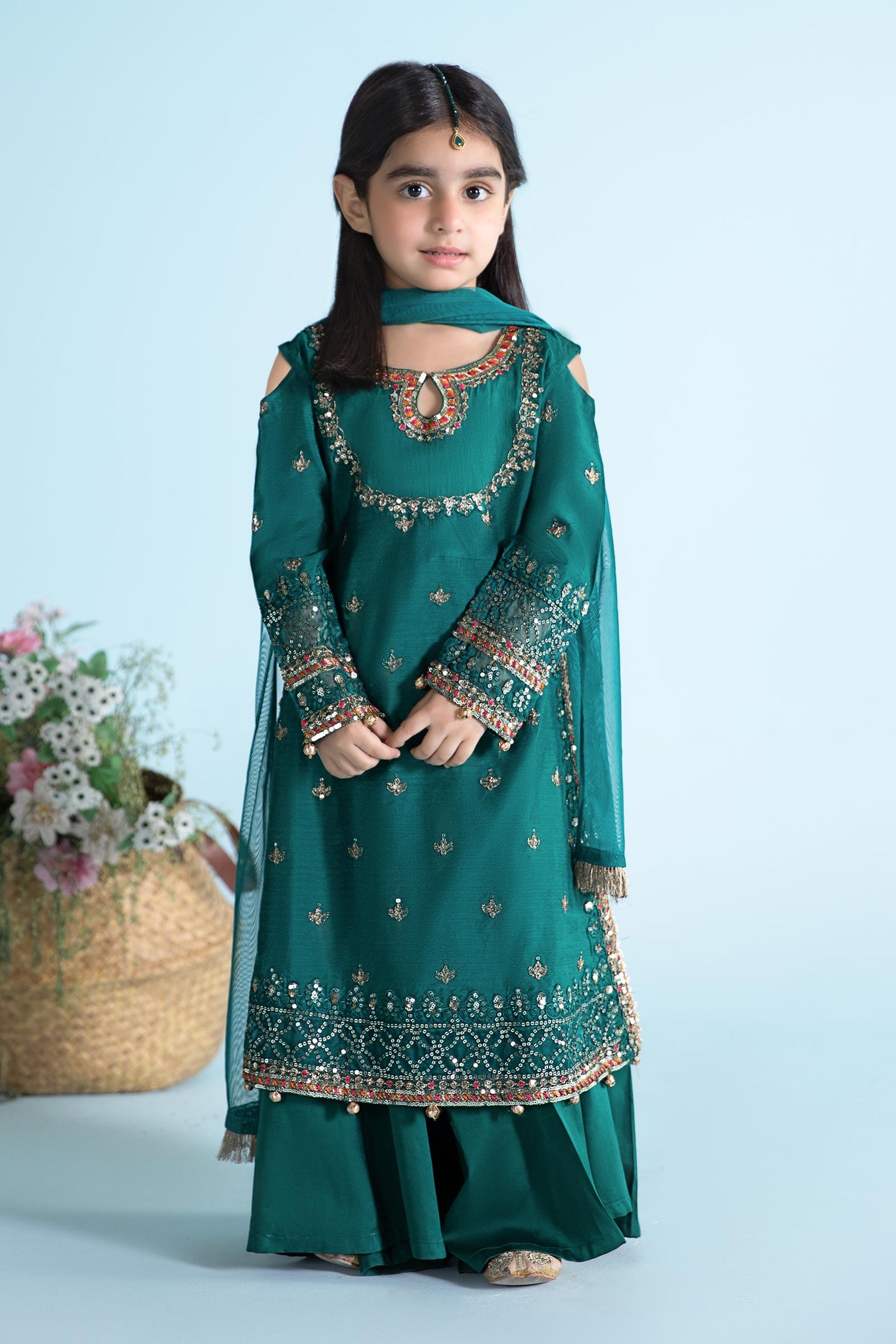 3 Piece Embroidered Cotton Silk Suit | MKS-EA24-13