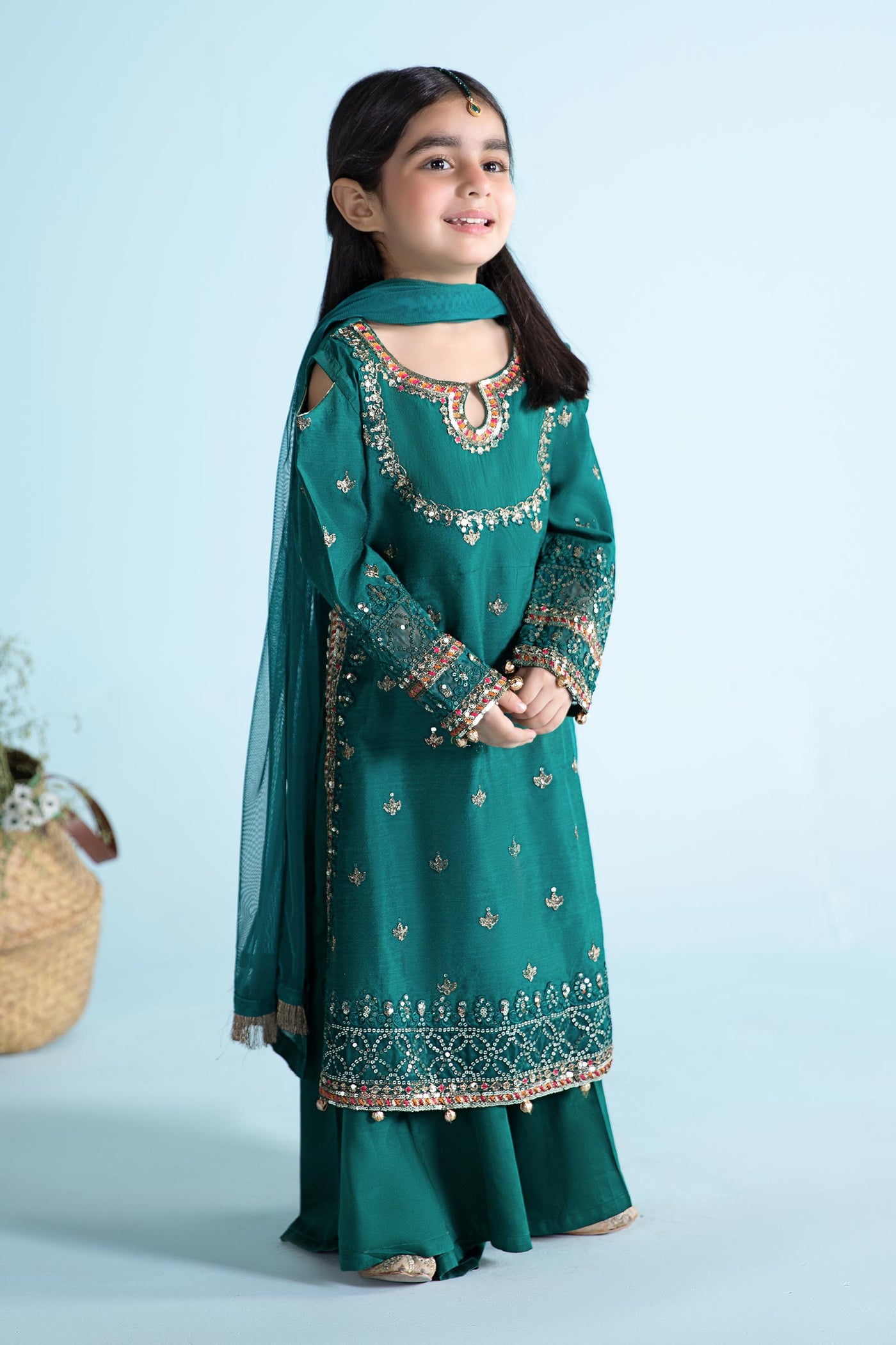 3 Piece Embroidered Cotton Silk Suit | MKS-EA24-13