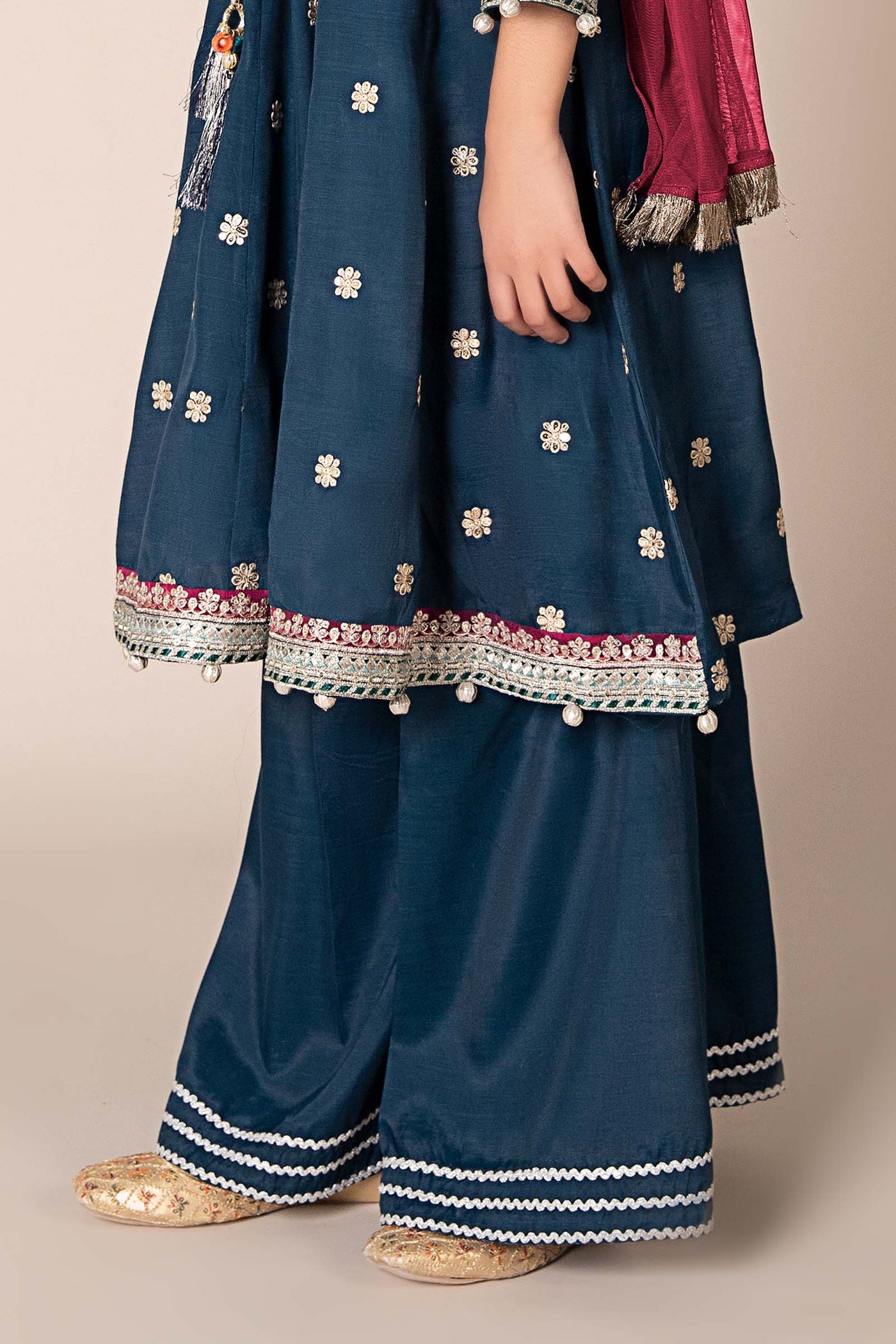 3 Piece Embroidered Raw Silk Suit | MKS-EF25-07