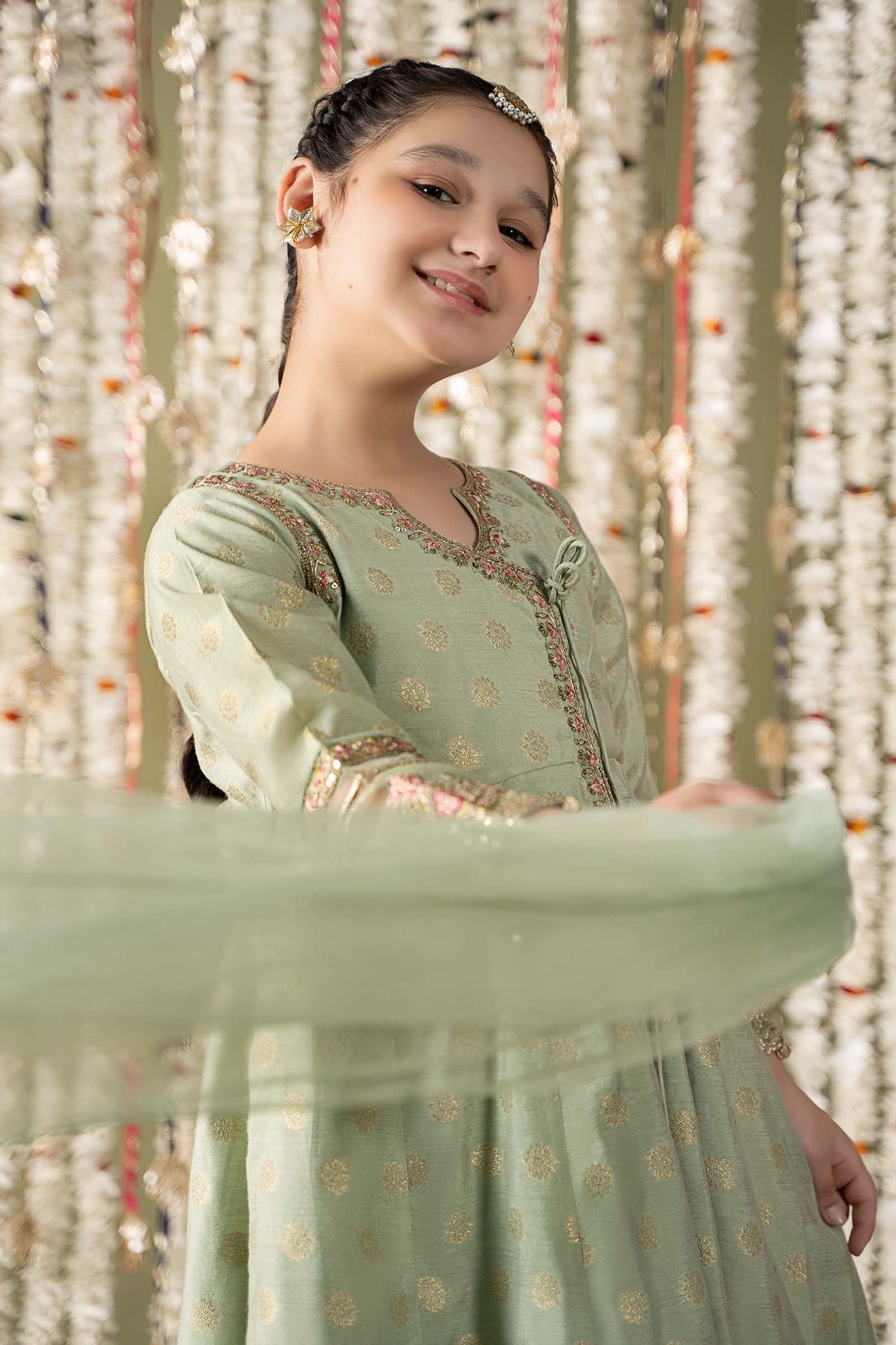 3 Piece Embroidered Cotton Lurex Suit | MKS-EF25-12