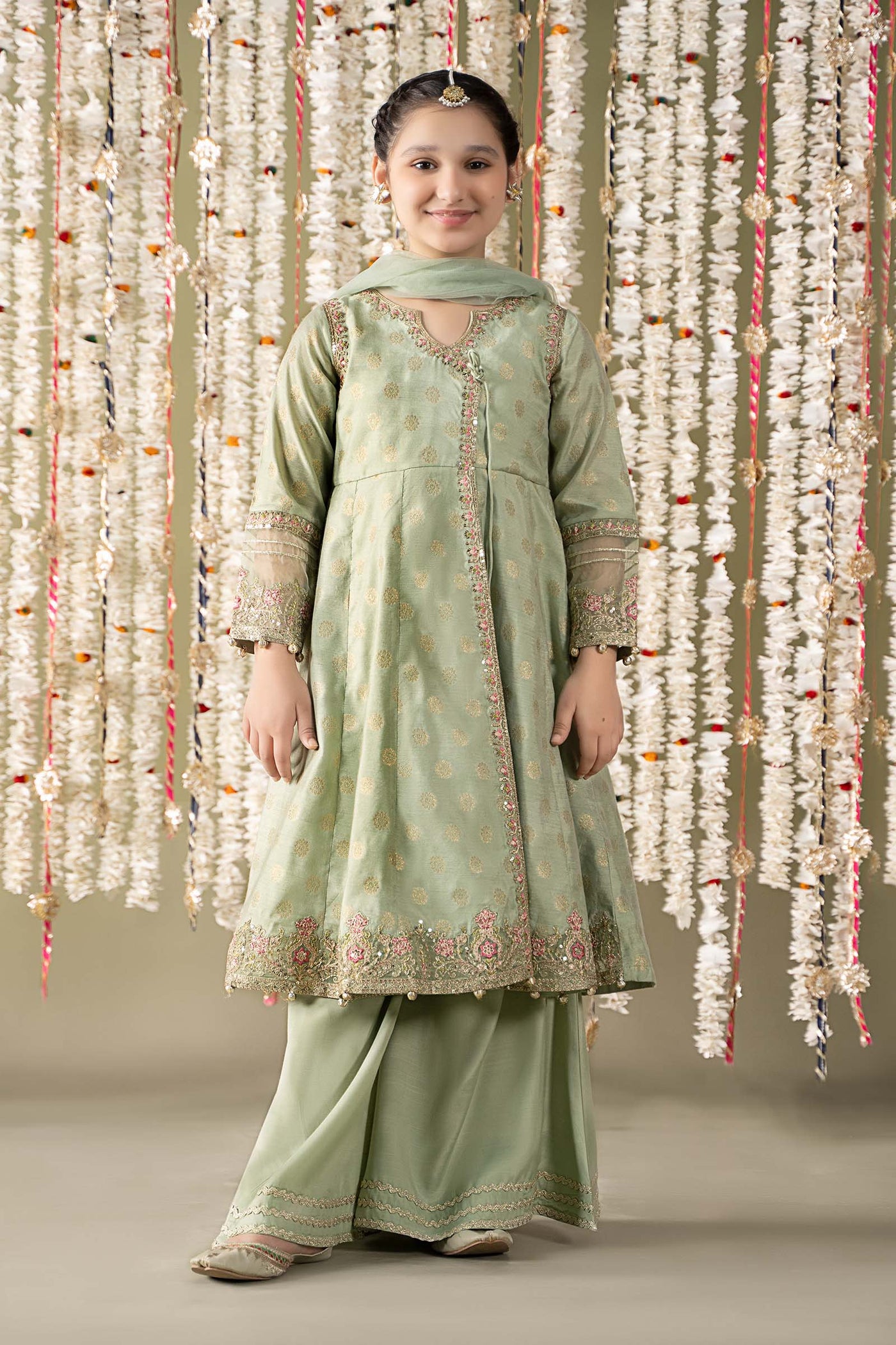 3 Piece Embroidered Cotton Lurex Suit | MKS-EF25-12