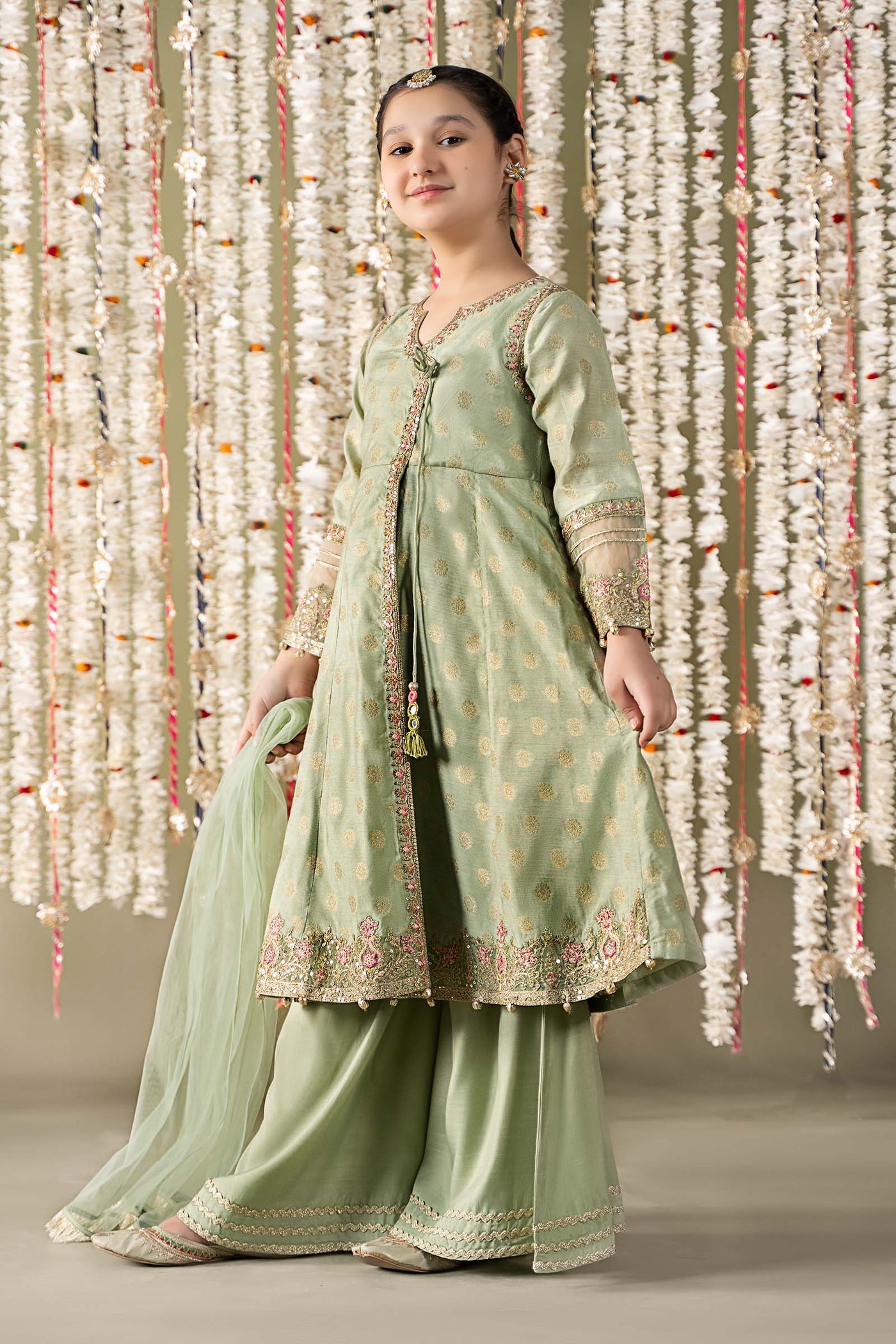 3 Piece Embroidered Cotton Lurex Suit | MKS-EF25-12