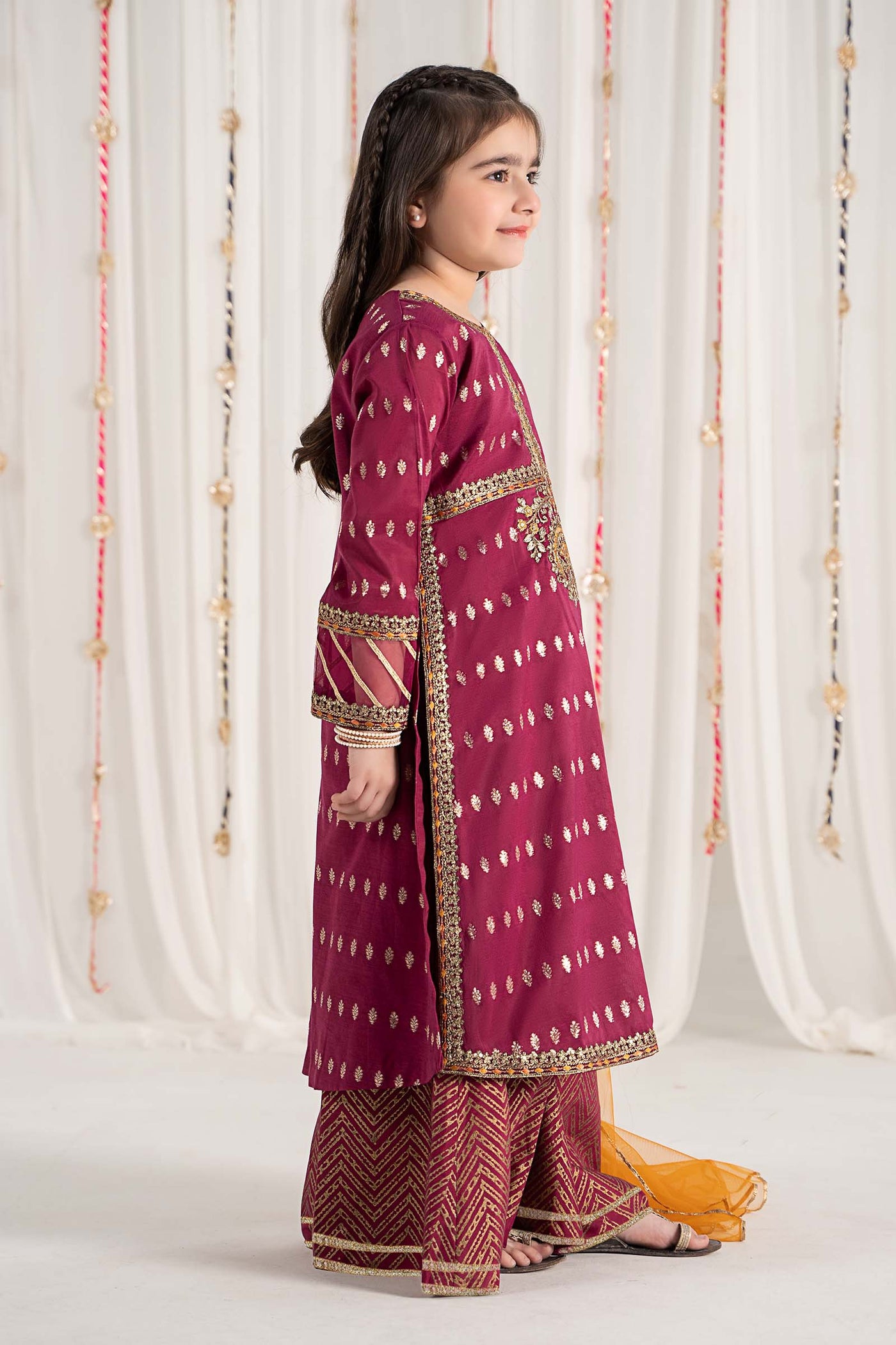 3 Piece Embroidered Raw Silk Suit | MKS-EF25-30