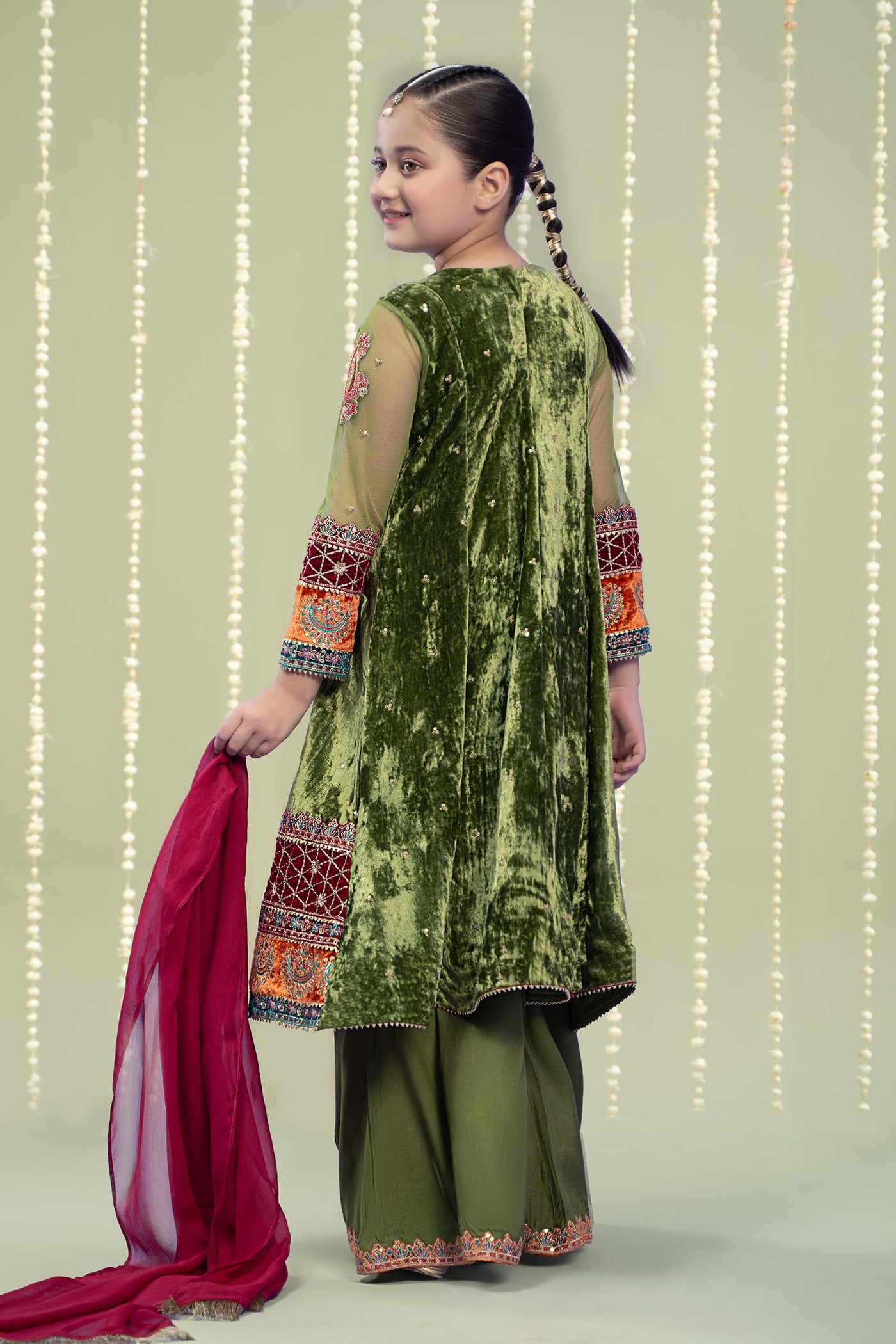 3 Piece Embroidered Velvet Suit | MKS-W24-15