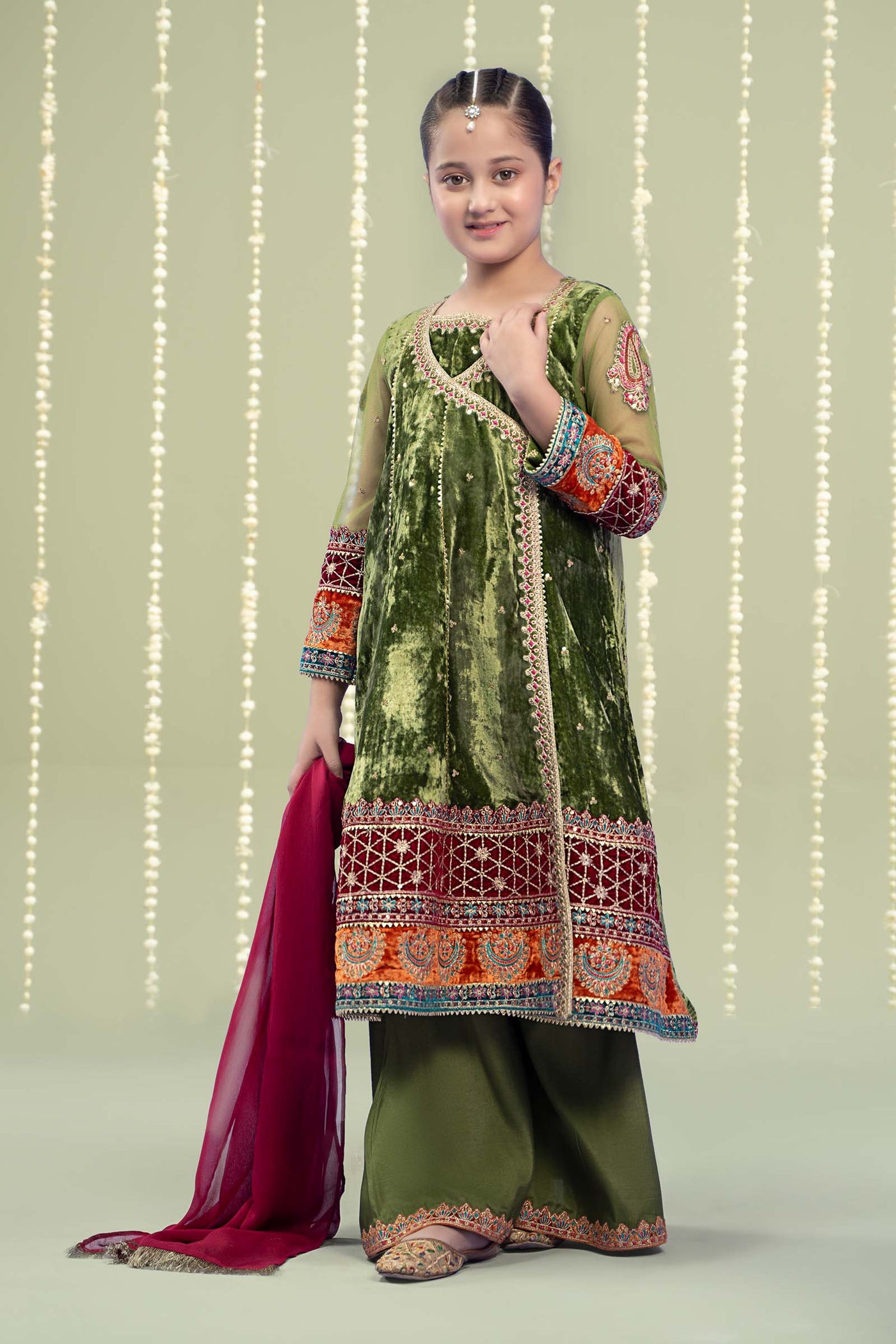 3 Piece Embroidered Velvet Suit | MKS-W24-15