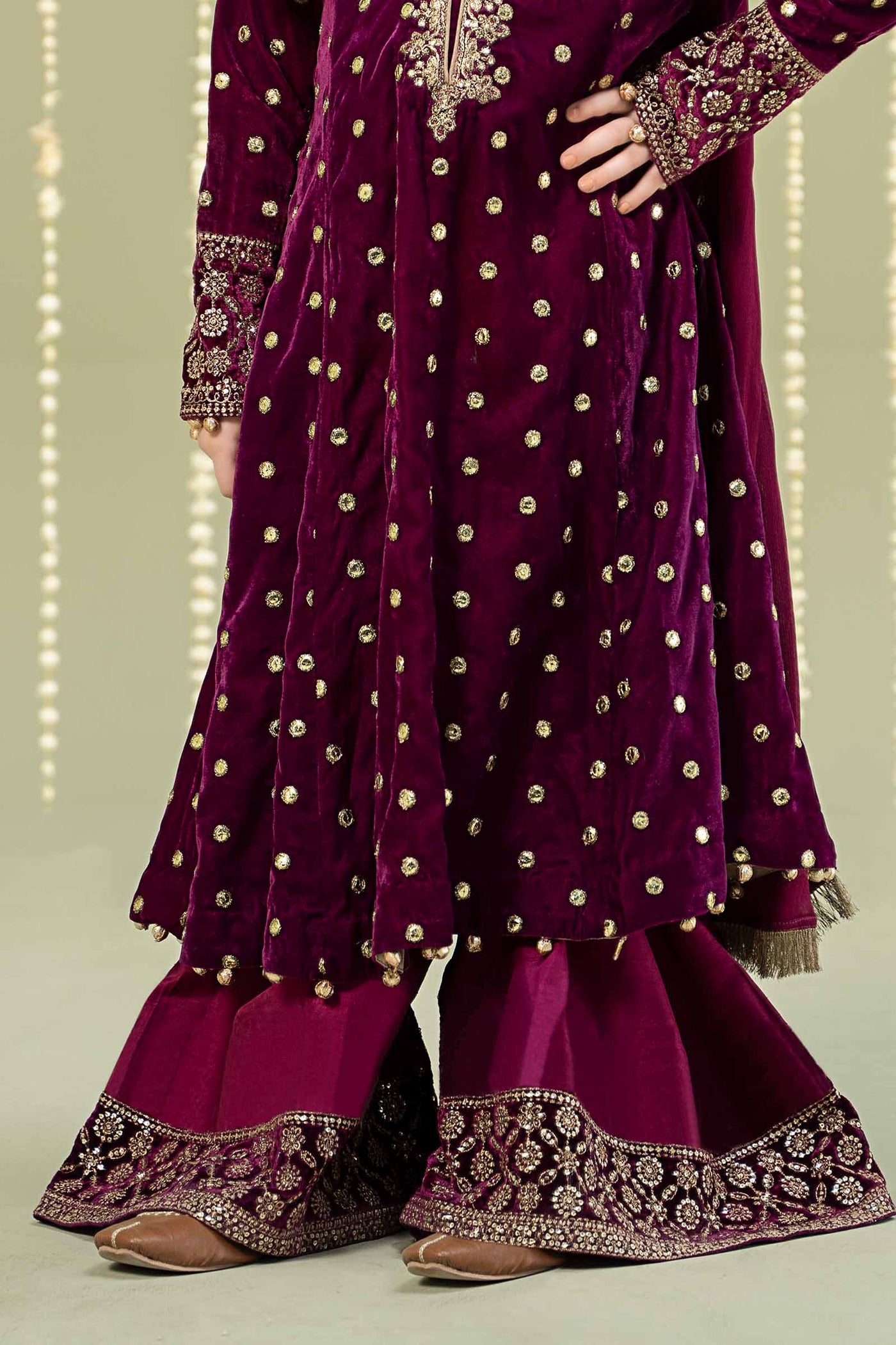 3 Piece Embroidered Velvet Suit | MKS-W24-38