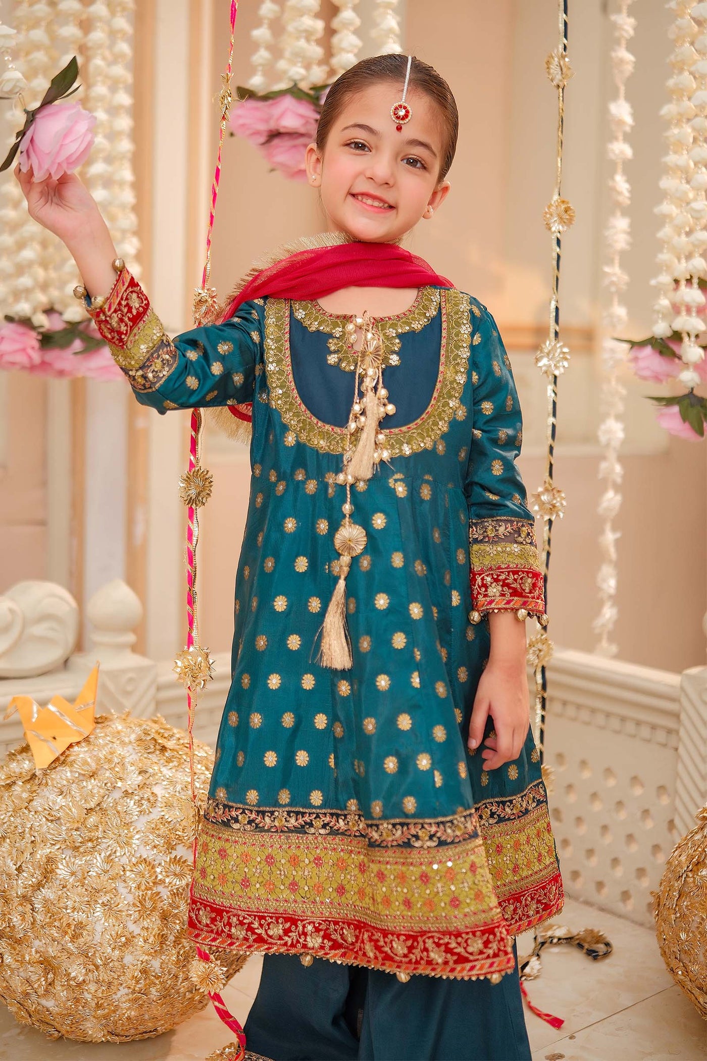 3 Piece Embroidered Jamawar Suit | MKS-W24-22