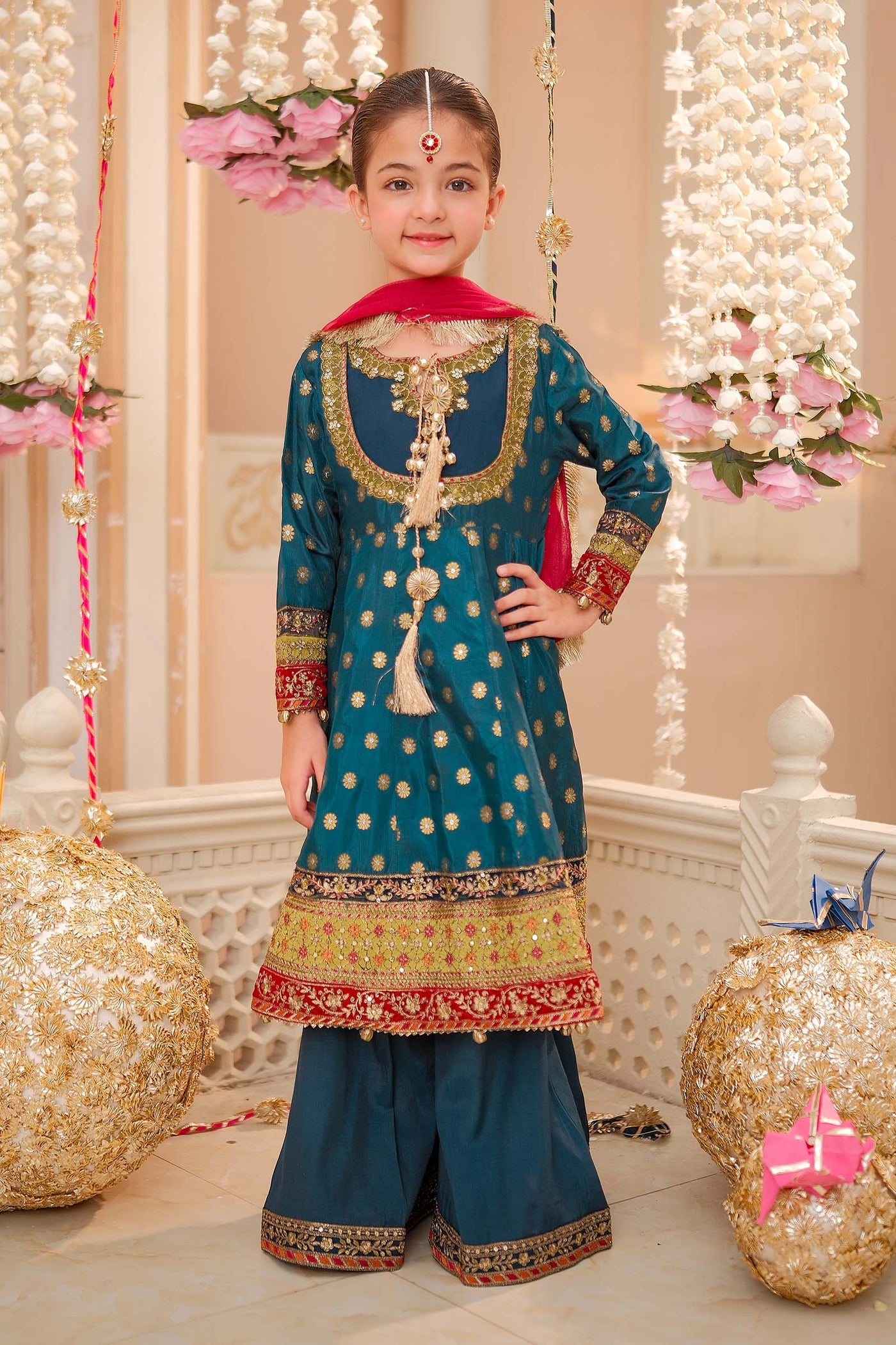 3 Piece Embroidered Jamawar Suit | MKS-W24-22