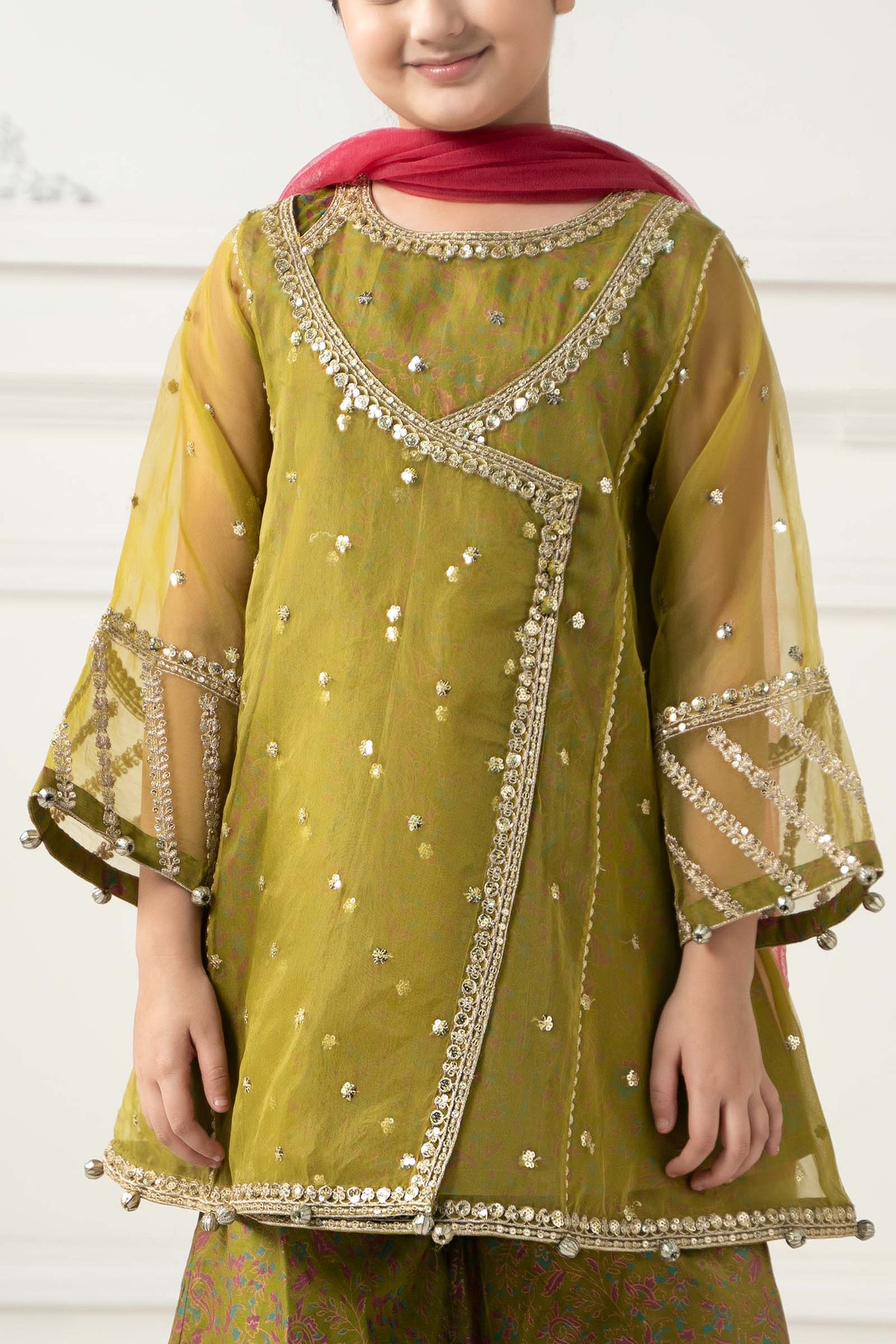 3 Piece Embroidered Poly Organza Suit | MKS-EF25-11