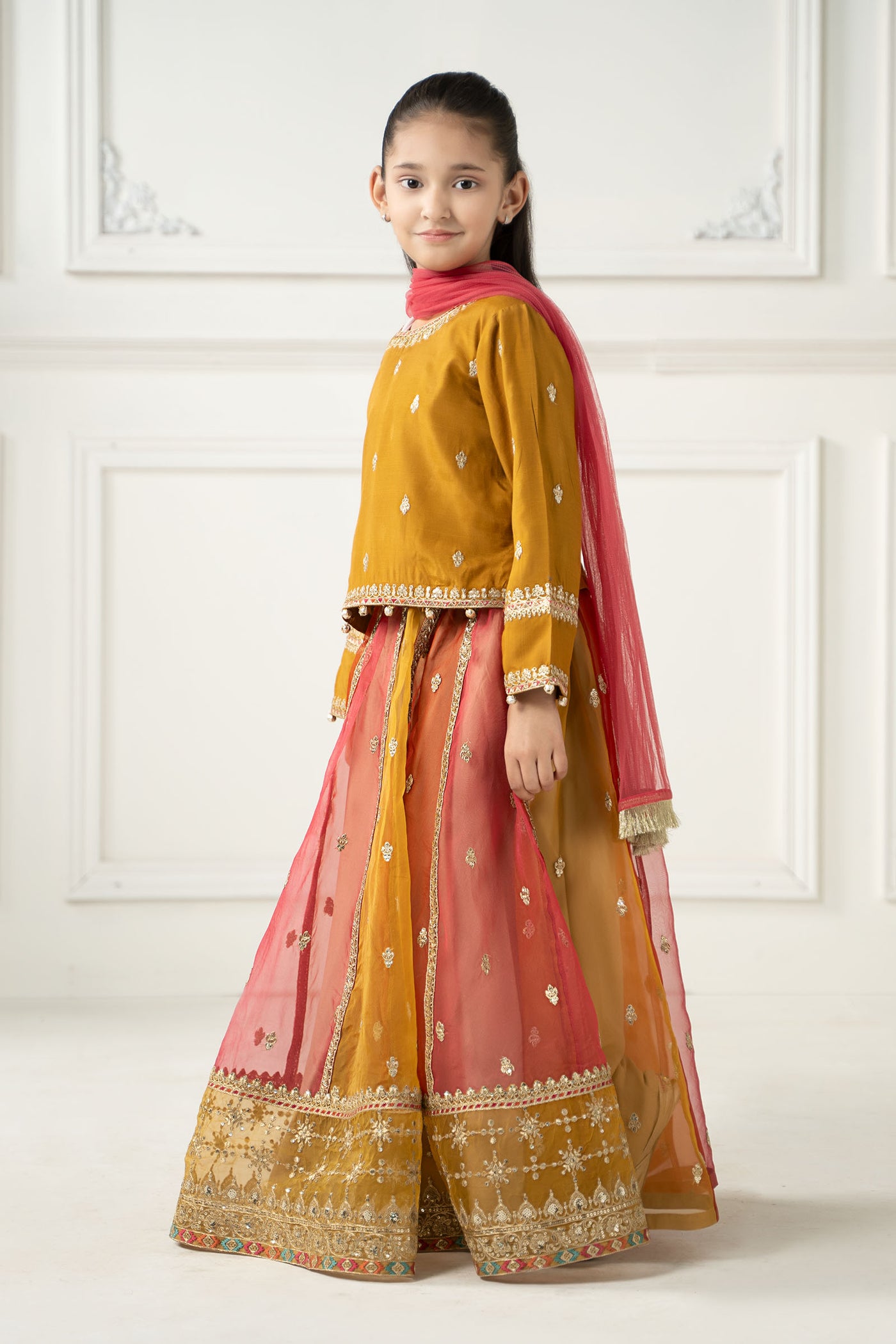 3 Piece Embroidered Raw Silk Suit | MKS-EF25-29