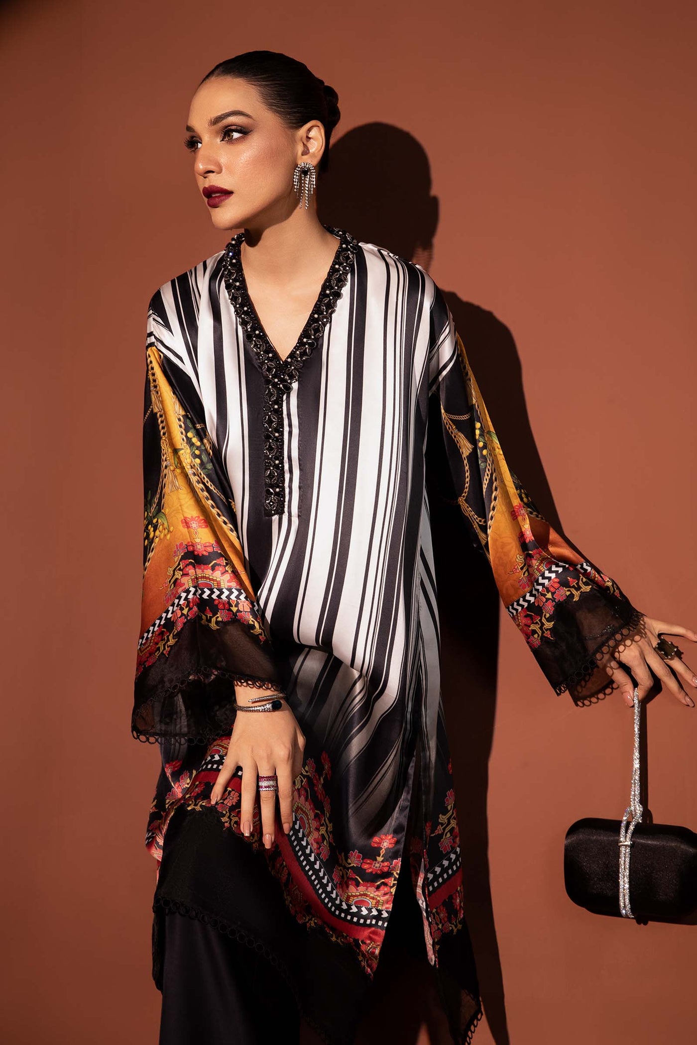 3 Piece Printed Pure Charmeuse Silk Suit | MPS-PF24-01