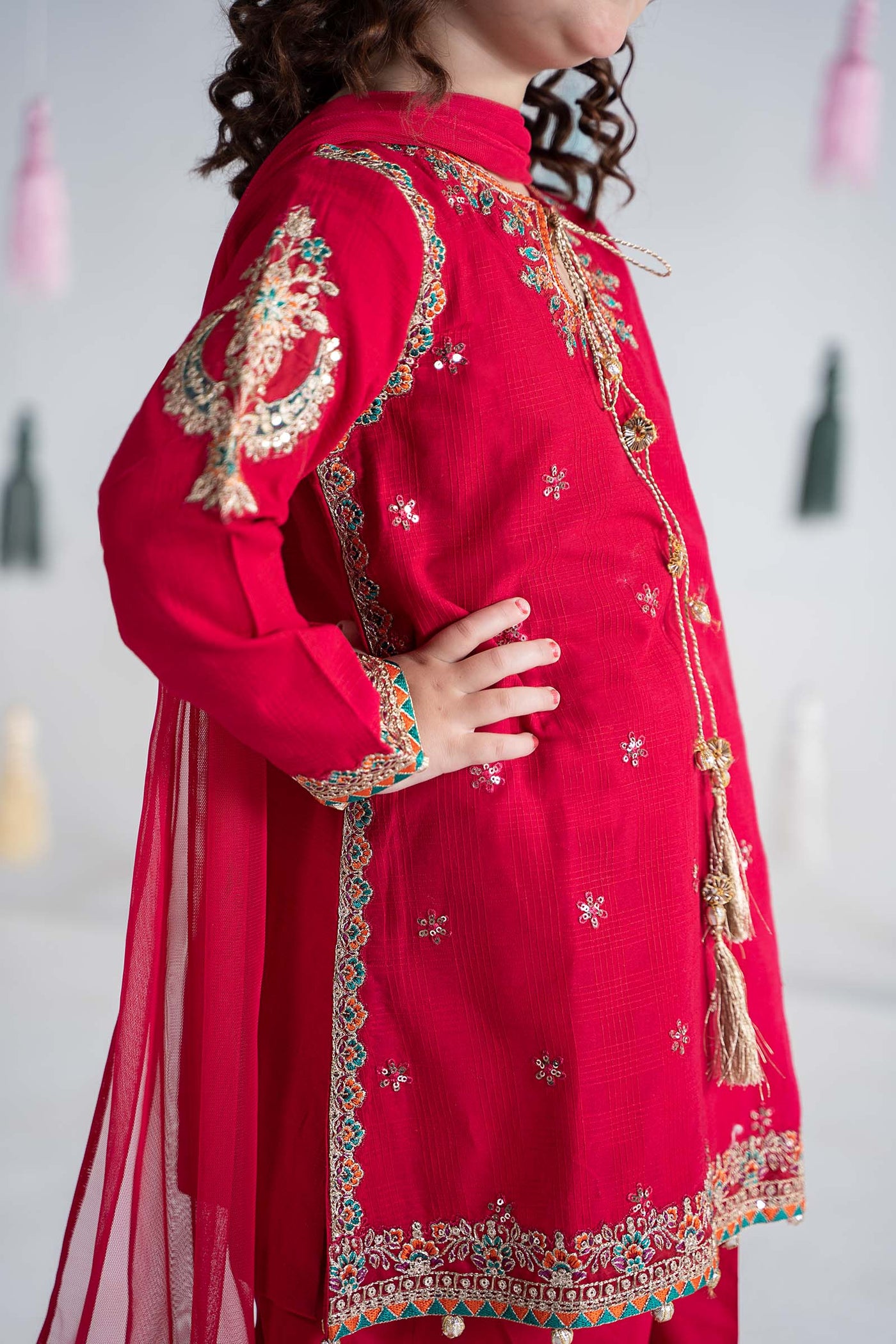 3 Piece Embroidered Doria Cotton Suit | MKD-EA24-19