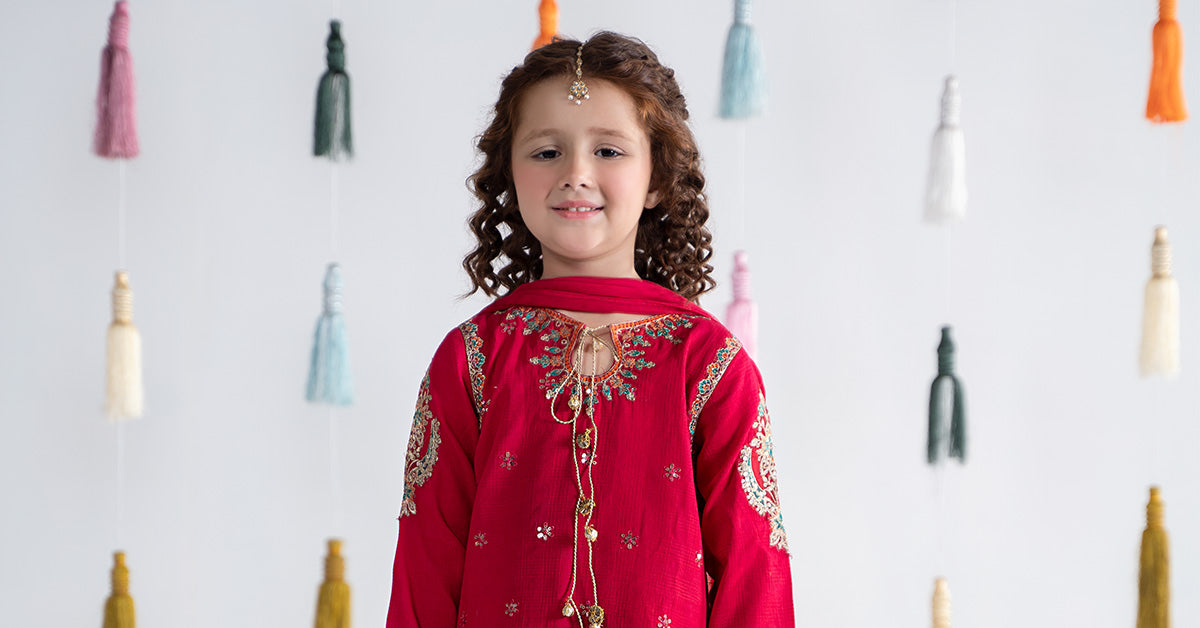 3 Piece Embroidered Doria Cotton Suit | MKD-EA24-19