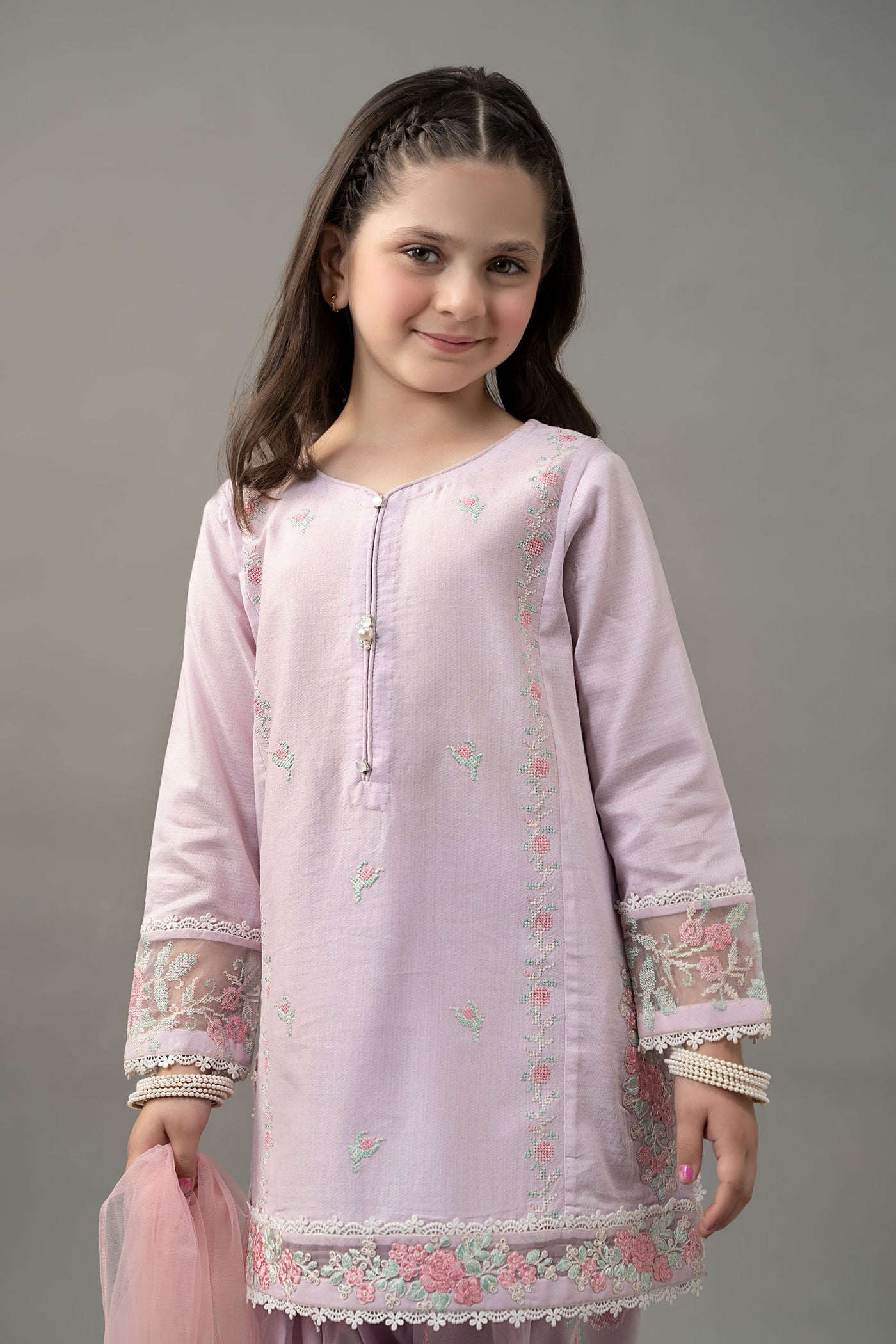 3 Piece Embroidered Dobby Lawn Suit | MKD-EF25-52