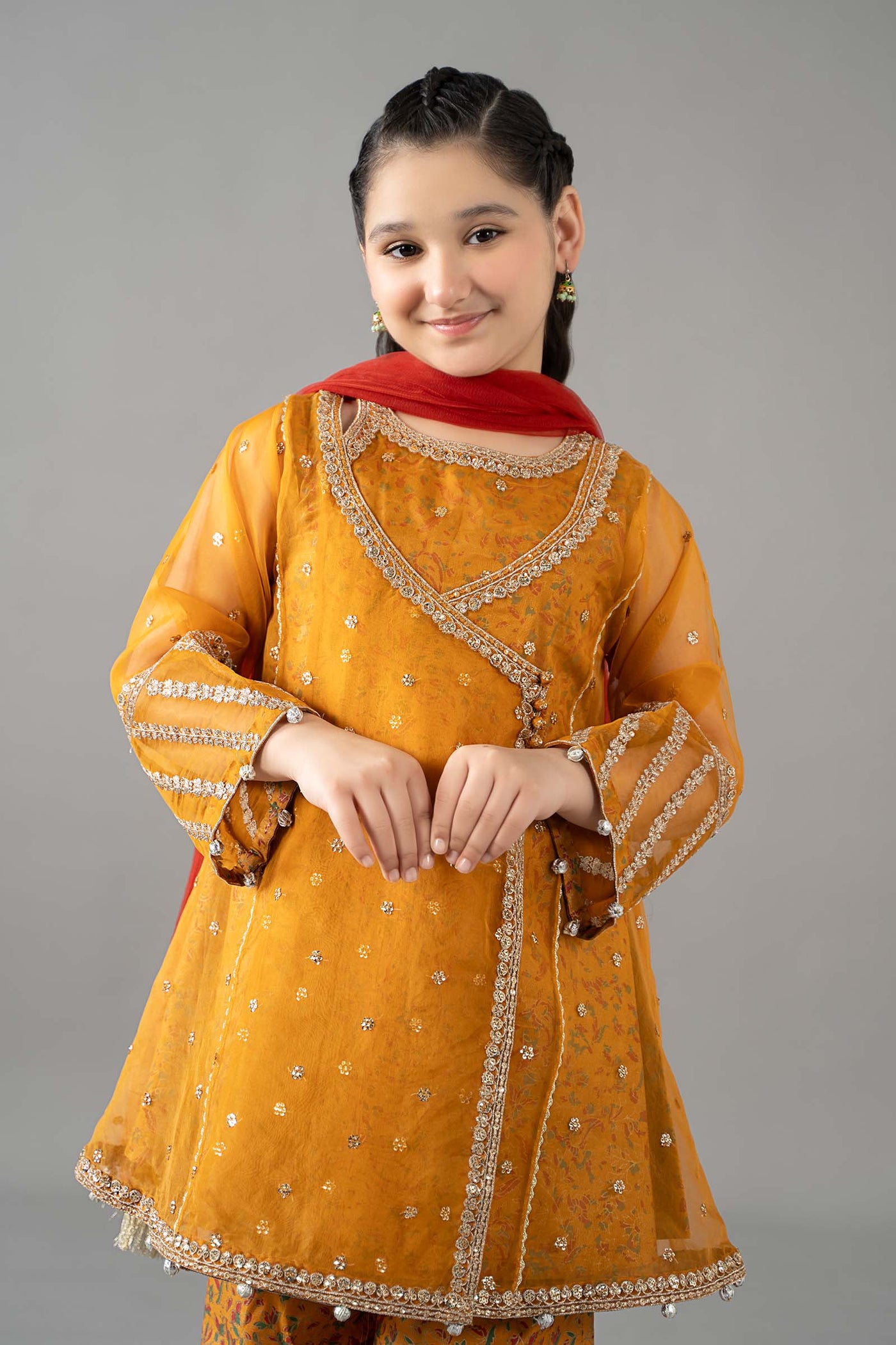 3 Piece Embroidered Poly Organza Suit | MKS-EF25-11