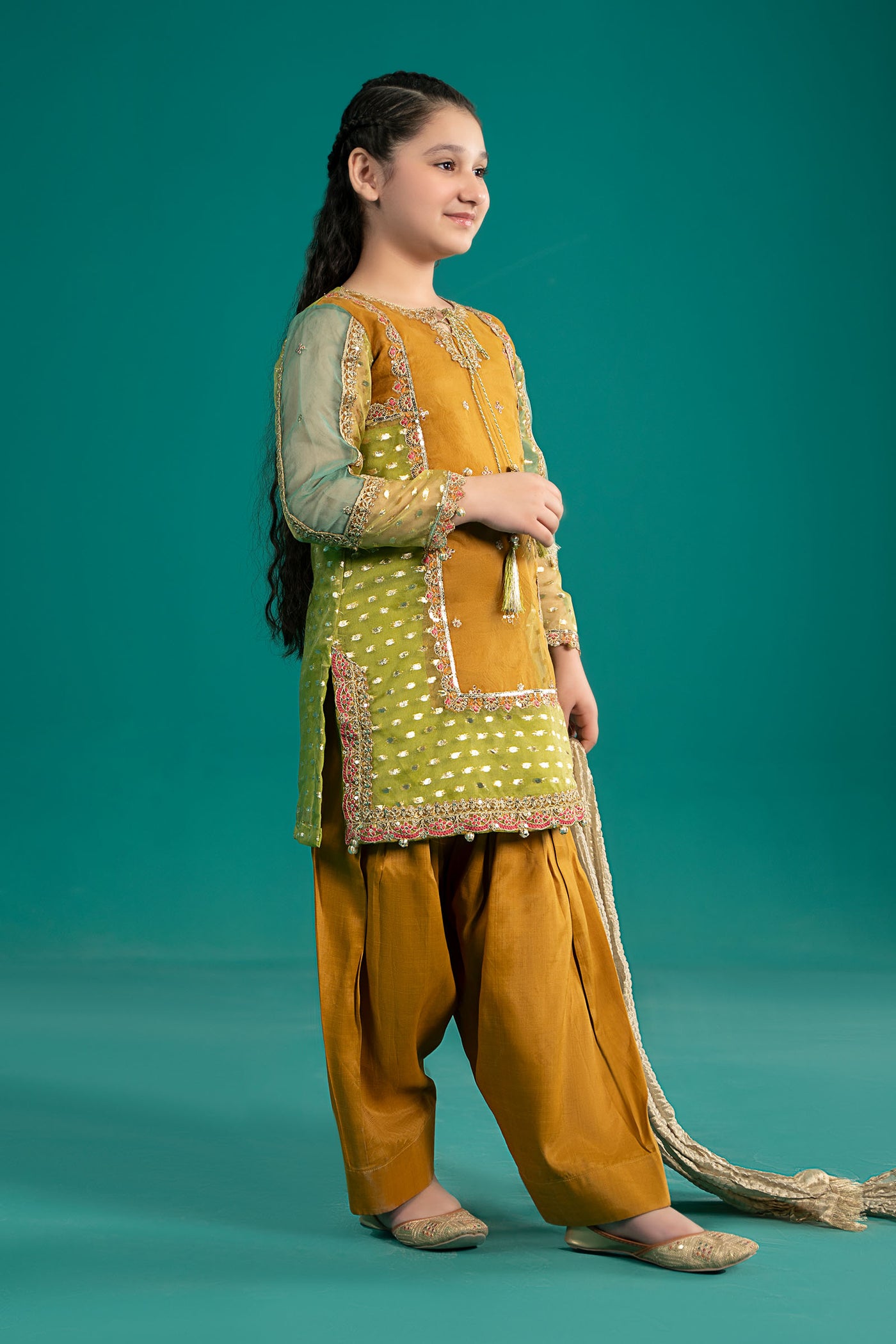 3 Piece Embroidered Organza Suit | MKS-EF25-34