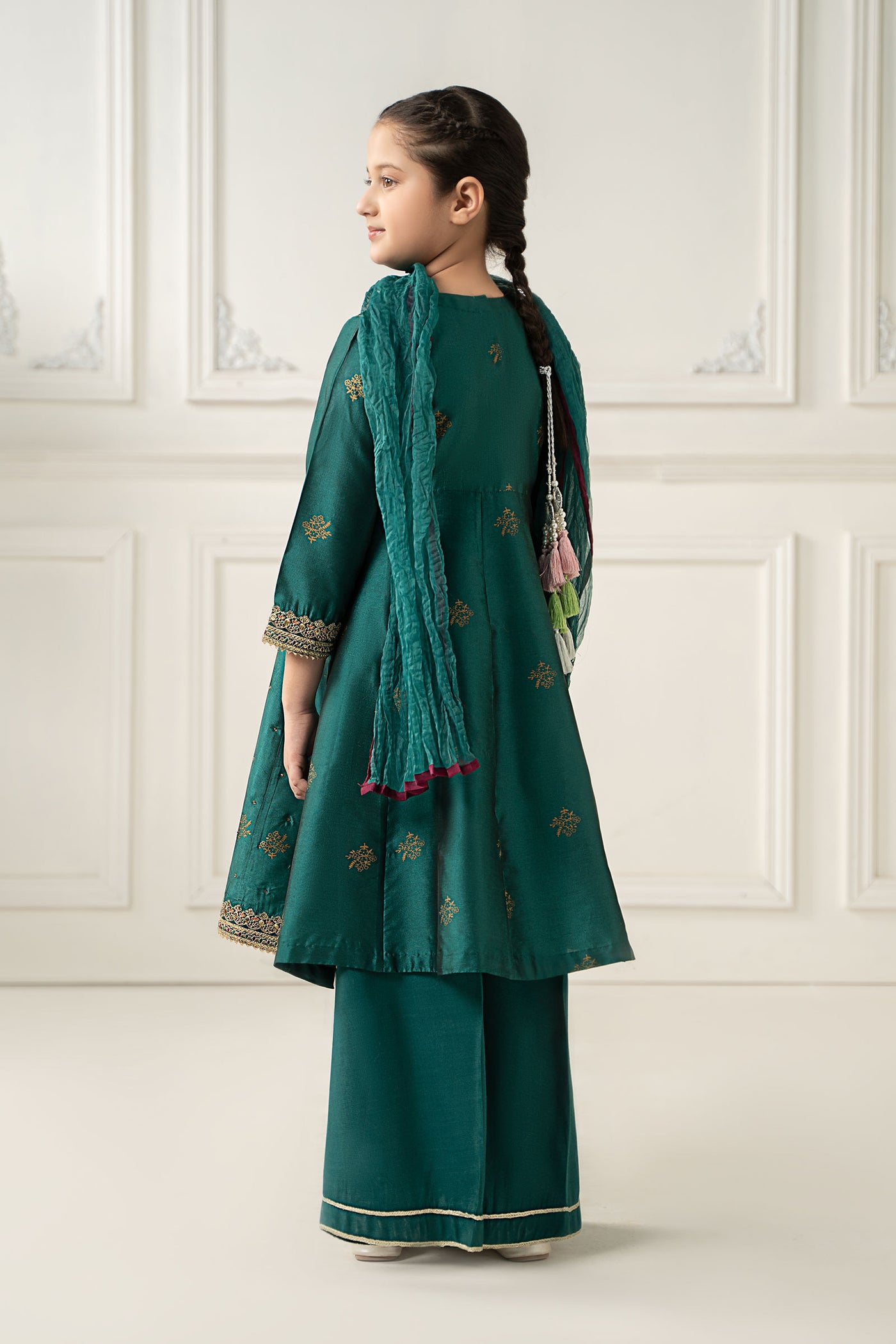 3 Piece Embroidered Polyester Net Suit | MKS-EF25-49