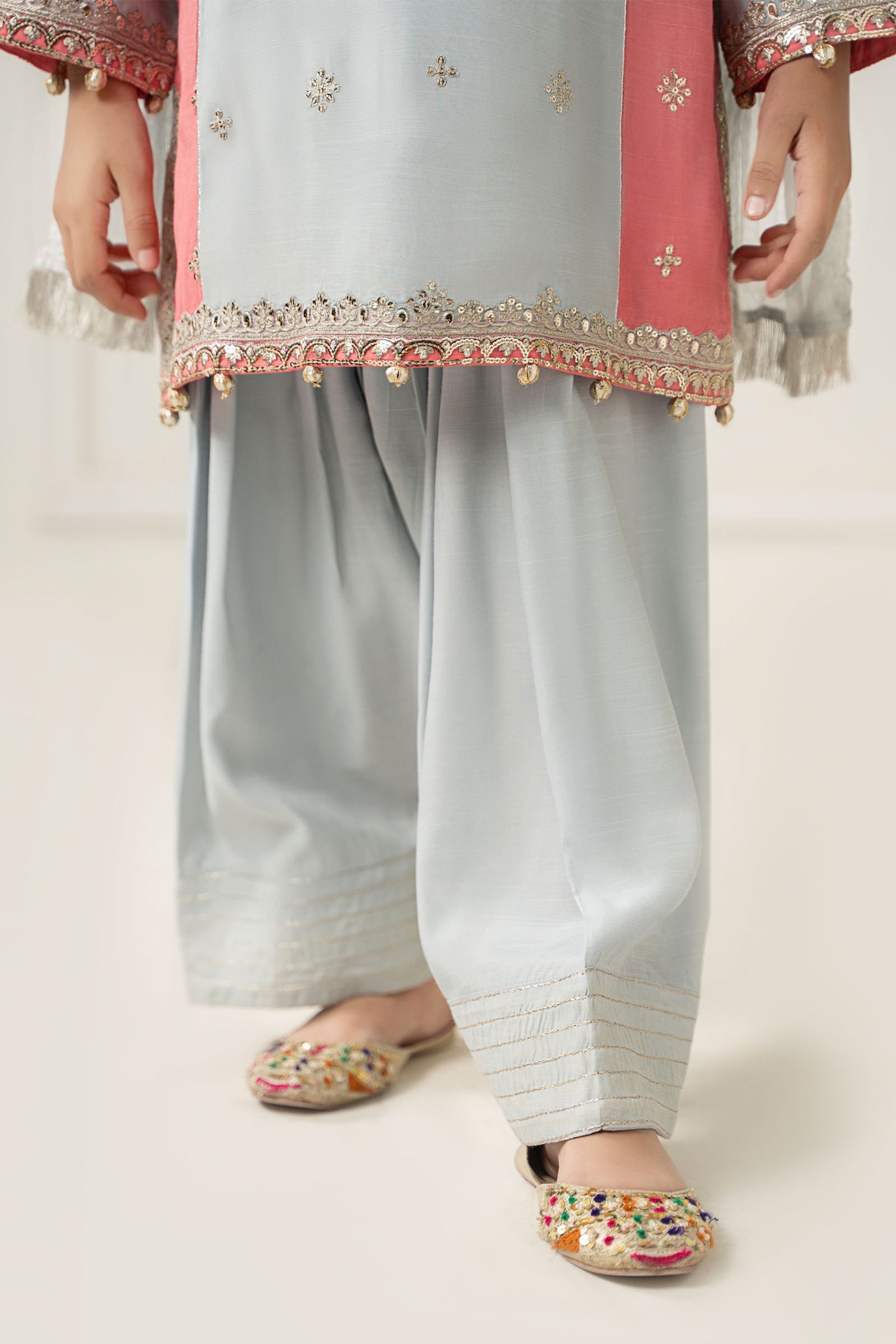 3 Piece Embroidered Polyester Net Suit | MKS-EF25-50