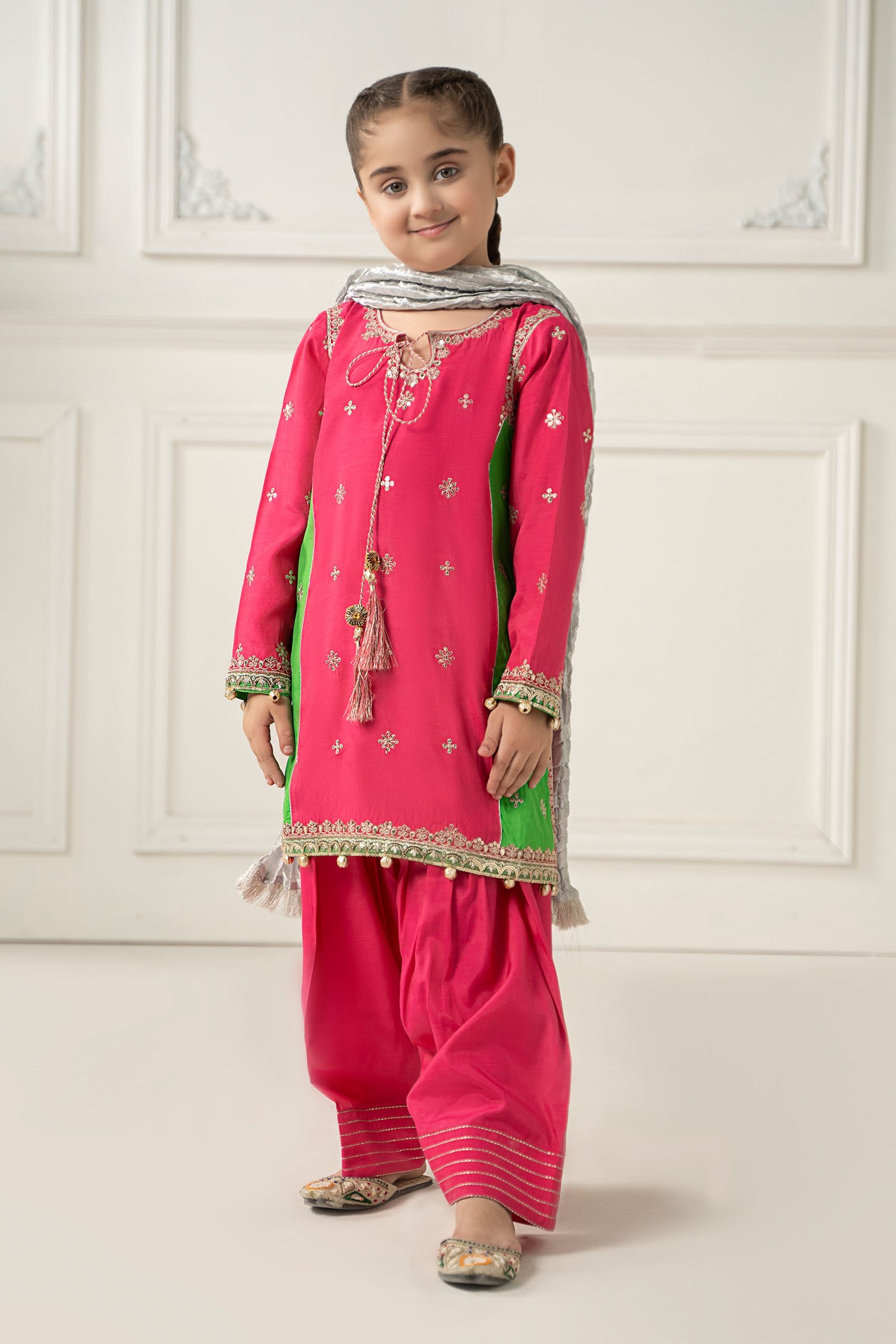 3 Piece Embroidered Polyester Net Suit | MKS-EF25-50