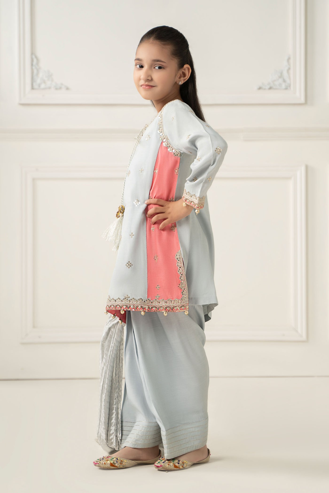 3 Piece Embroidered Polyester Net Suit | MKS-EF25-50