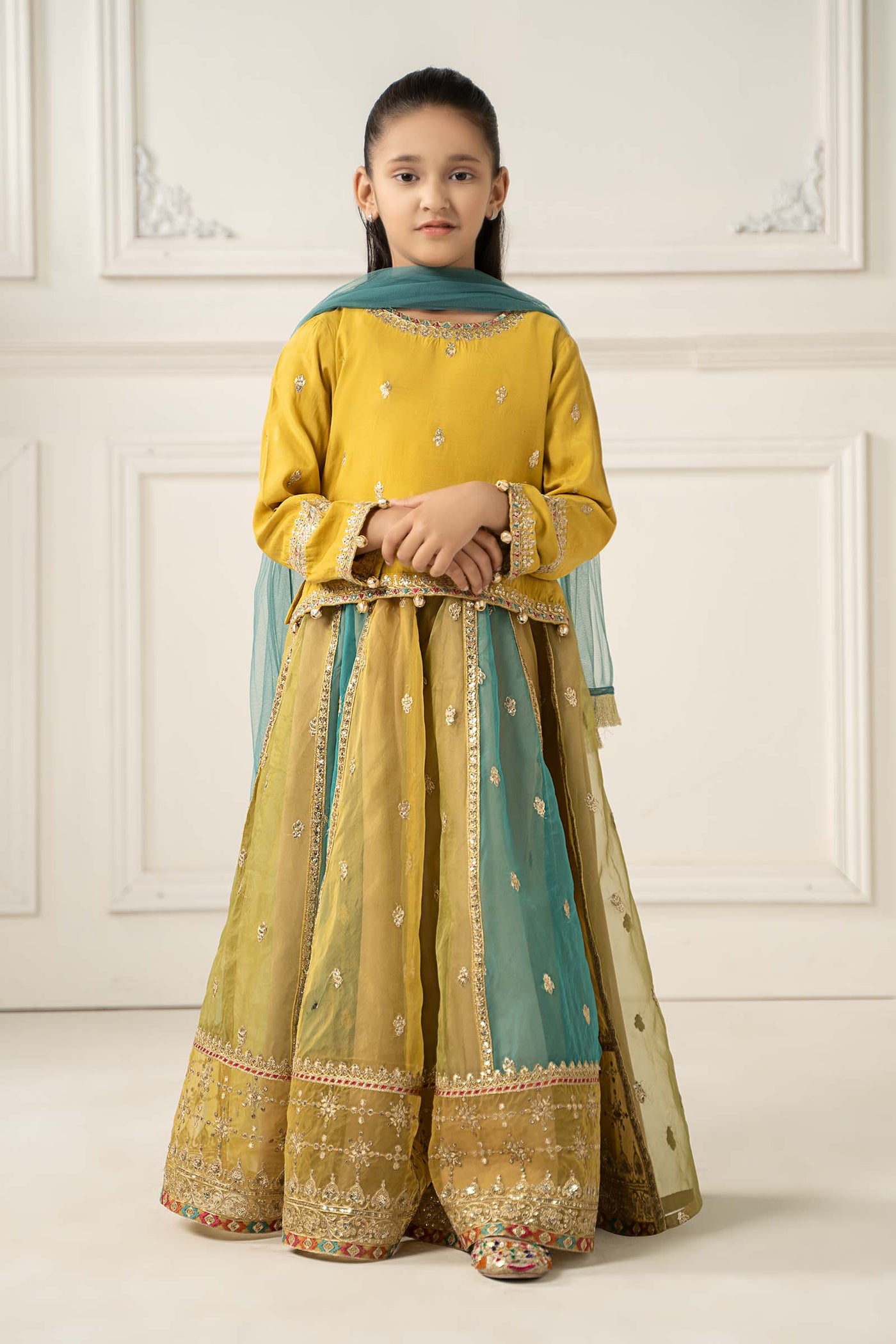 3 Piece Embroidered Raw Silk Suit | MKS-EF25-29