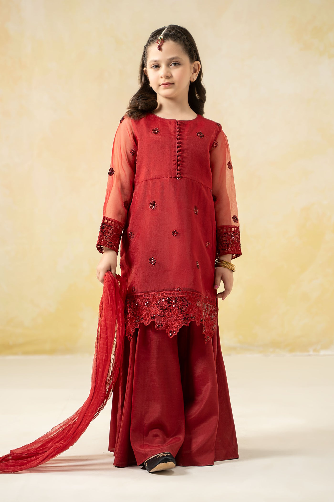 3 Piece Embroidered Organza Suit | MKS-EF25-44