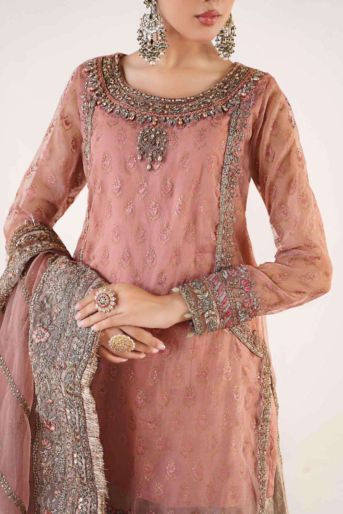 3 Piece Embroidered Organza Suit | SF-EA24-25