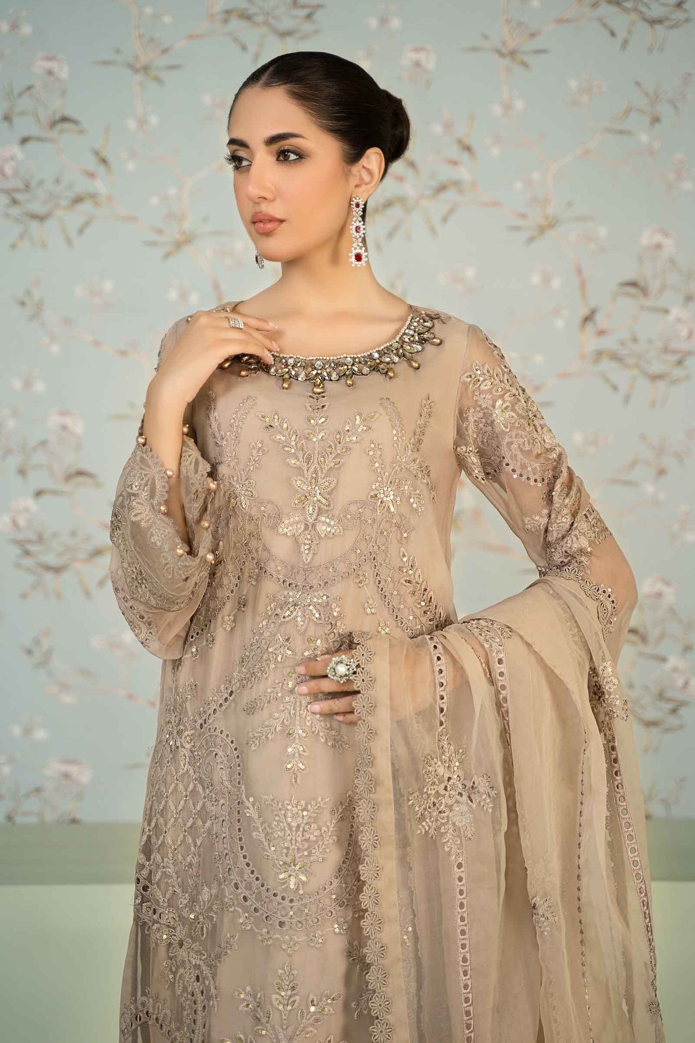 3 Piece Embroidered Chiffon Suit | SF-EA24-39