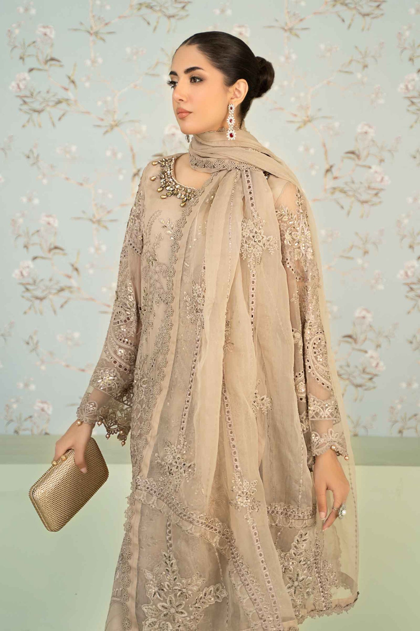 3 Piece Embroidered Chiffon Suit | SF-EA24-39