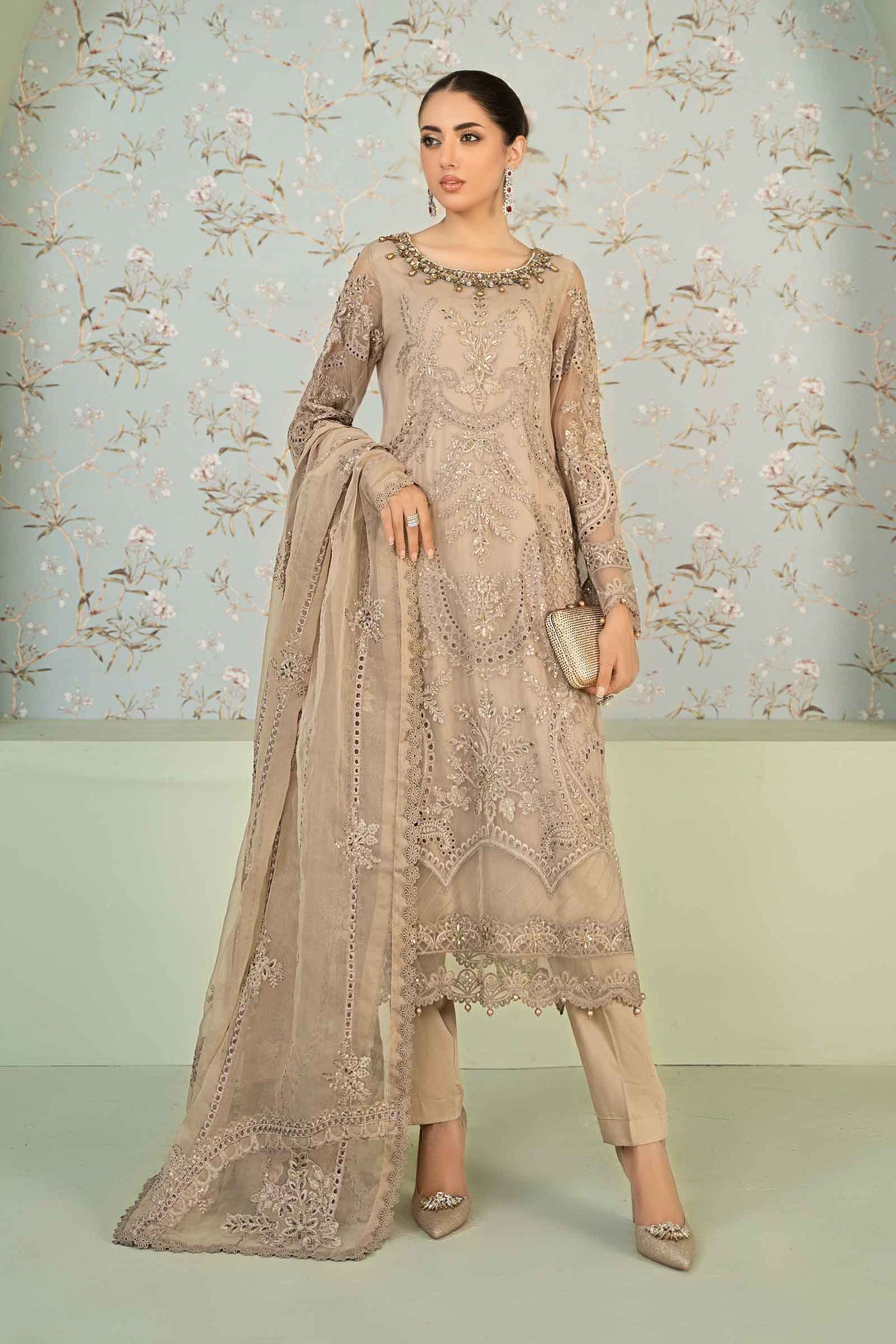 3 Piece Embroidered Chiffon Suit | SF-EA24-39