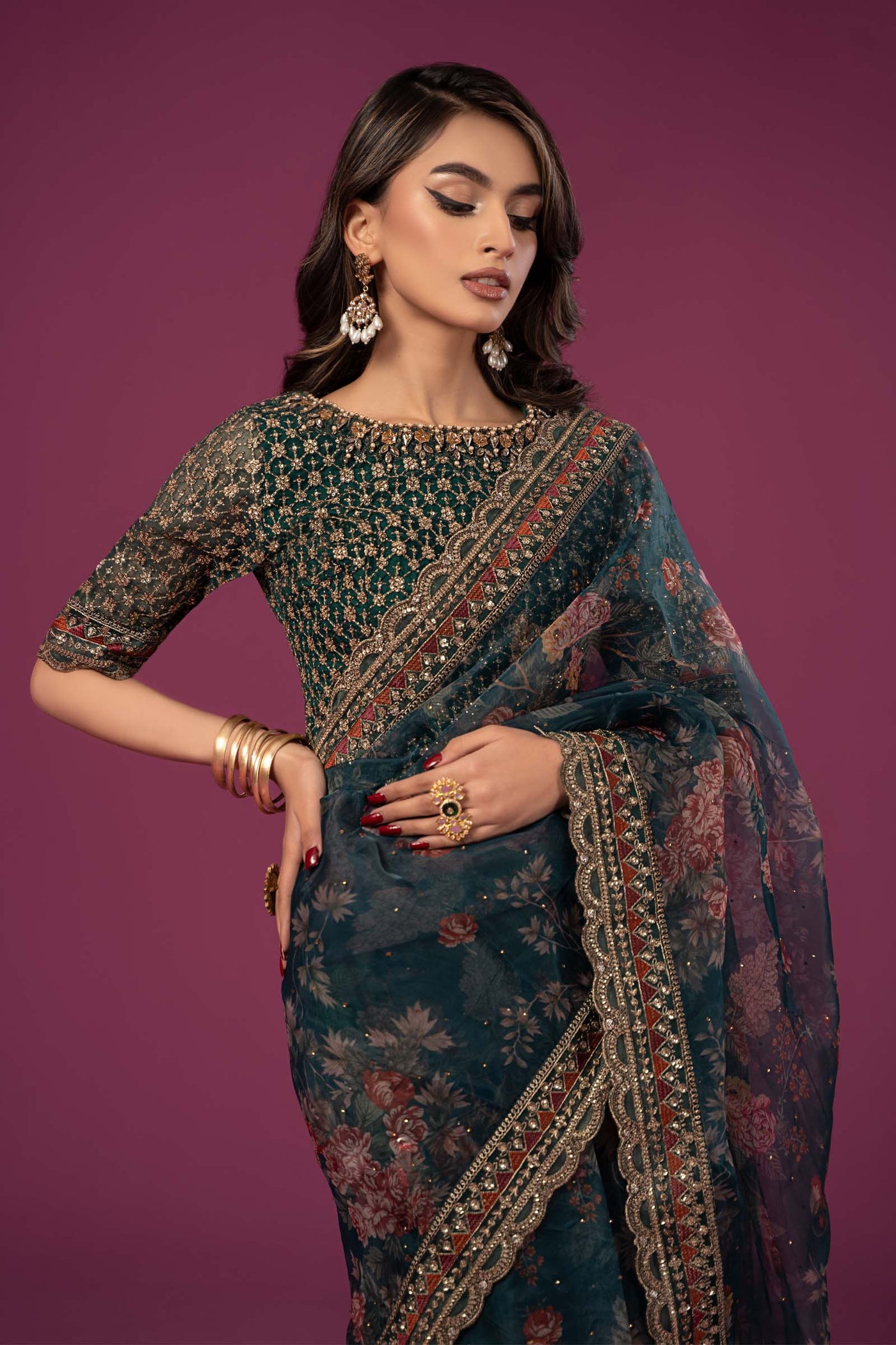 Embroidered Organza Saree | SF-EF24-08