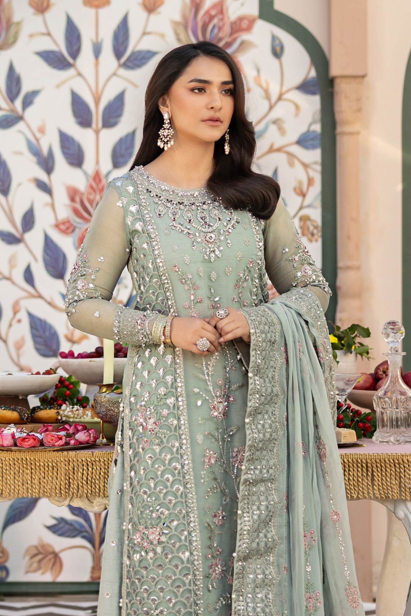 3 Piece Embroidered Raw Silk Suit | SF-EF25-65