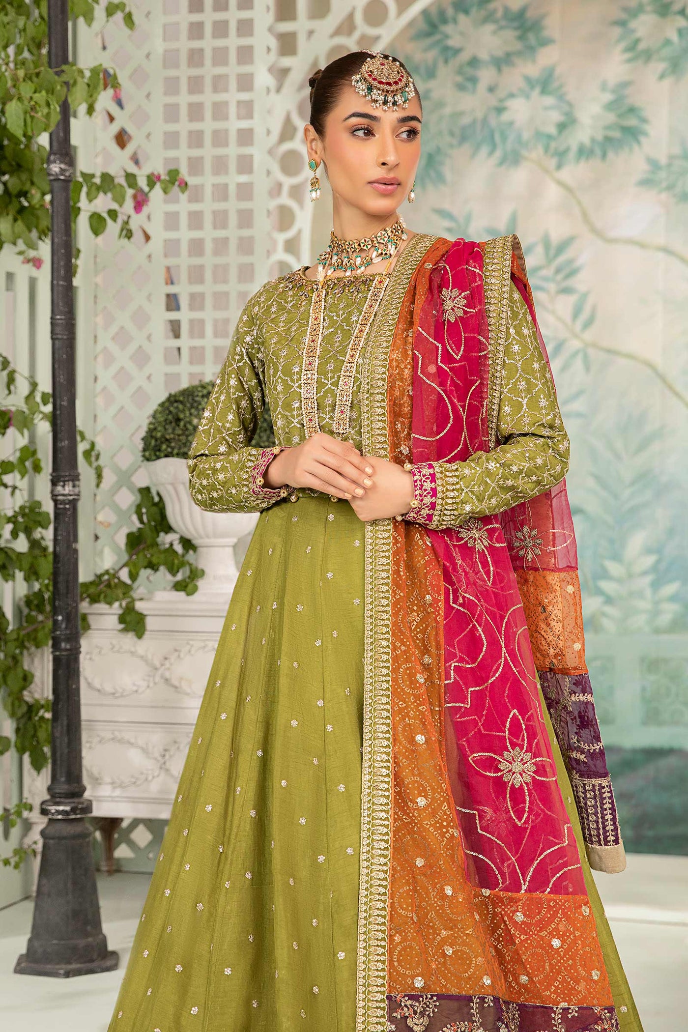 3 Piece Embroidered Raw Silk Suit | SF-EA24-04