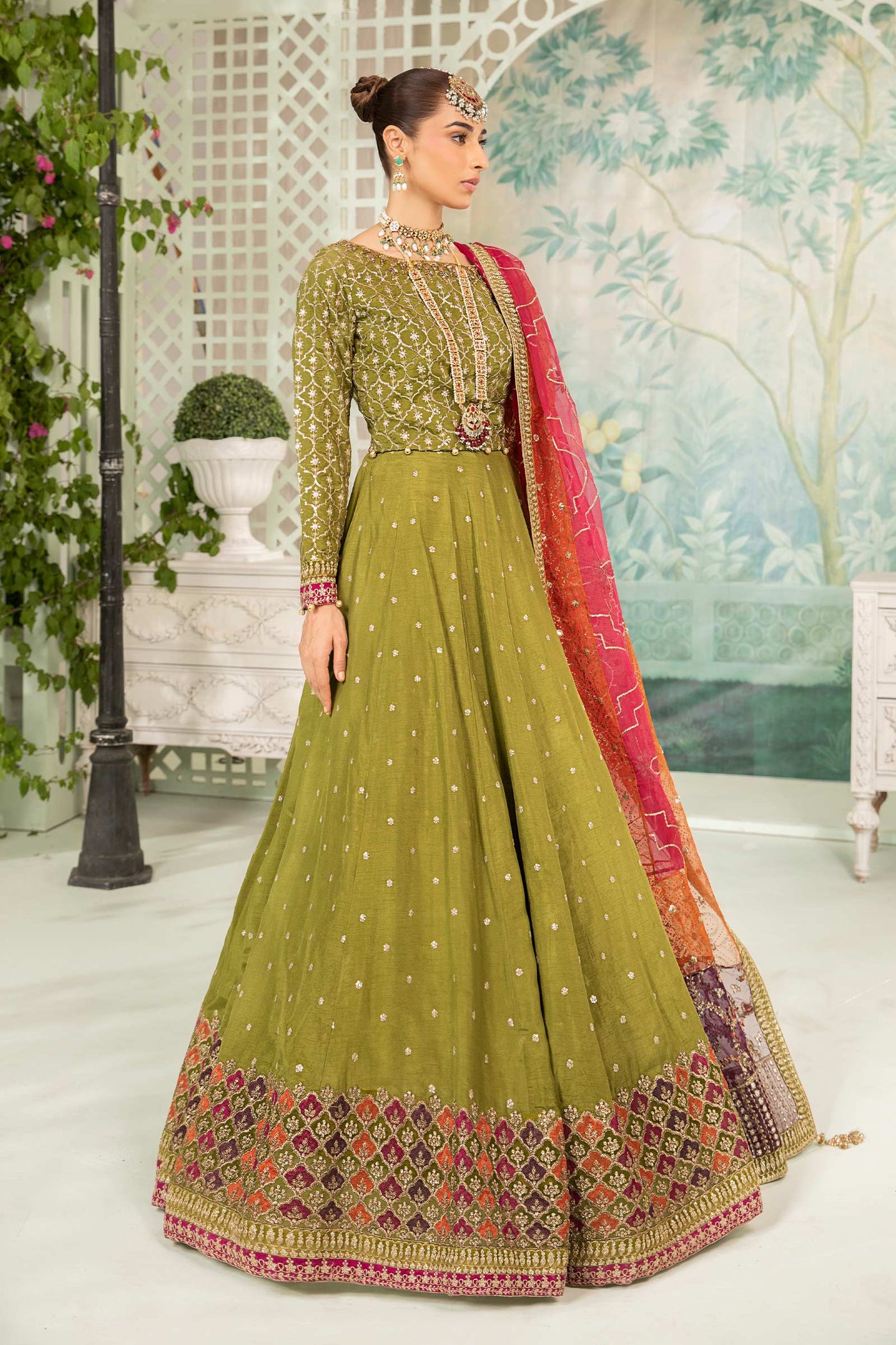 3 Piece Embroidered Raw Silk Suit | SF-EA24-04