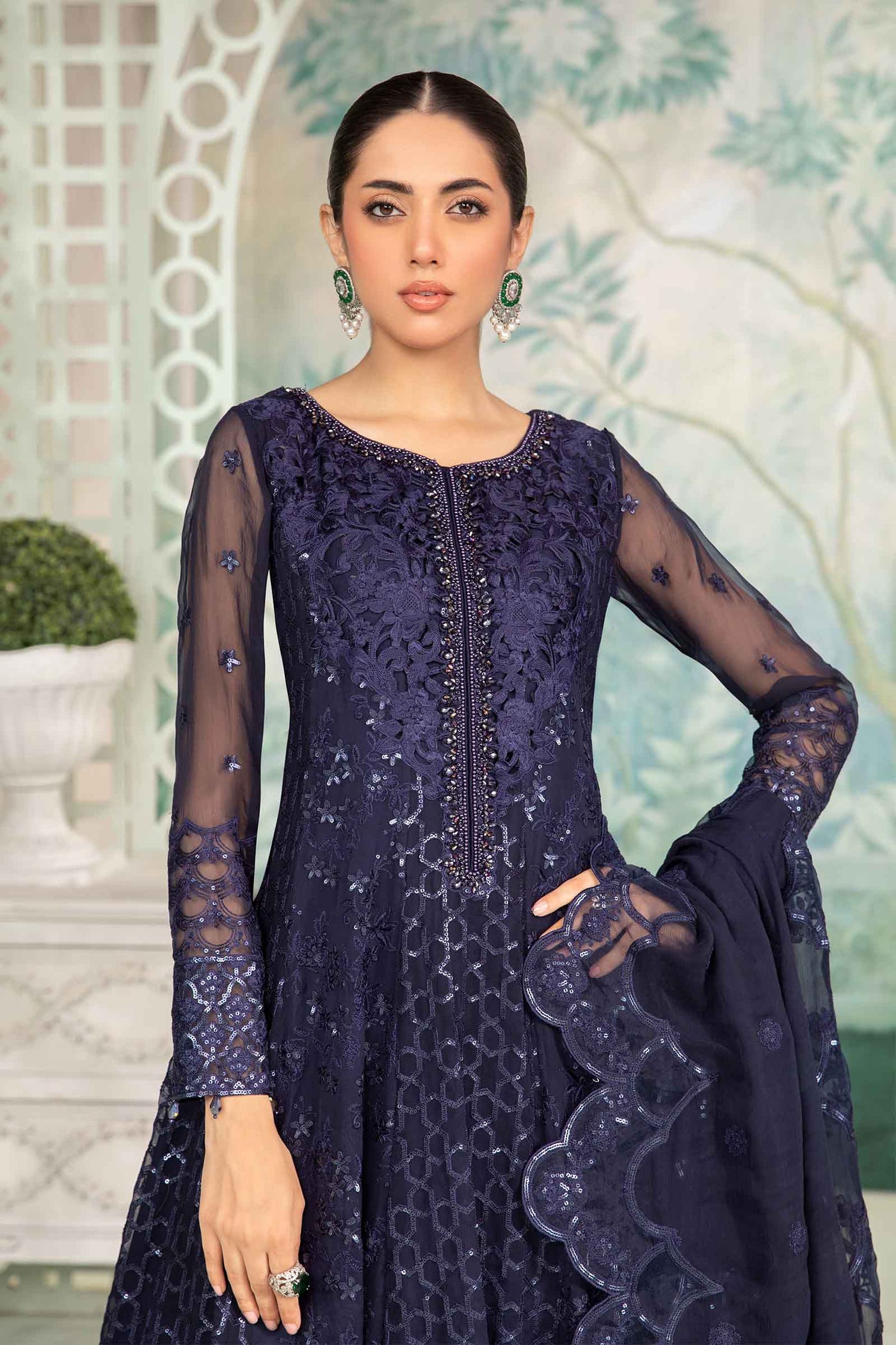 3 Piece Embroidered Chiffon Suit | SF-EA24-12