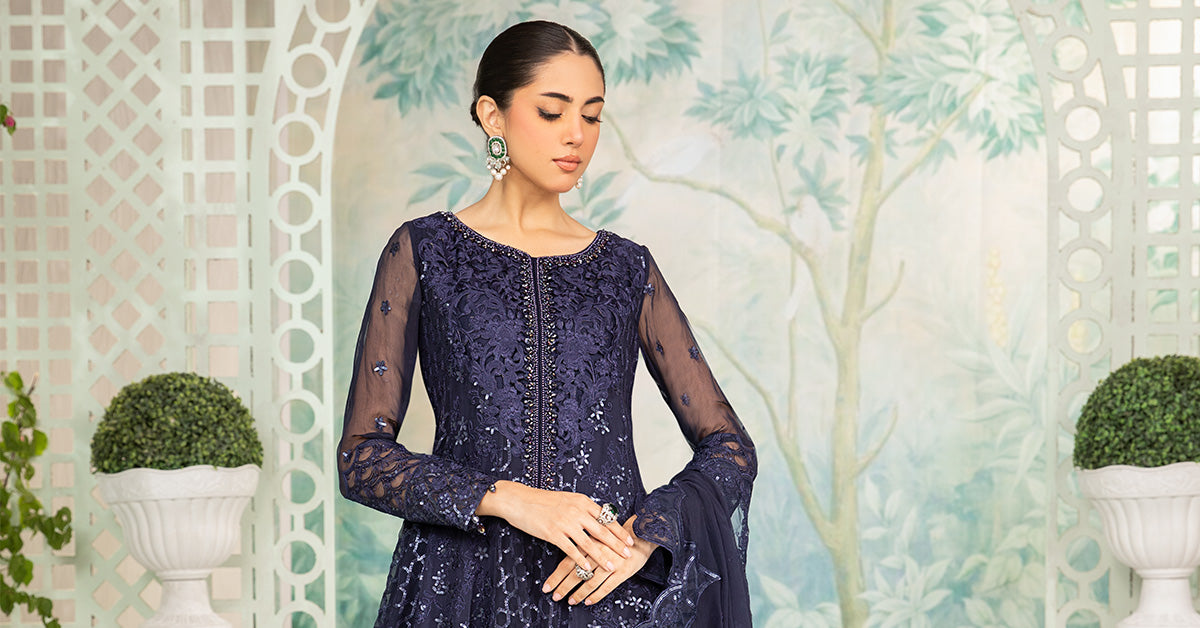 3 Piece Embroidered Chiffon Suit | SF-EA24-12