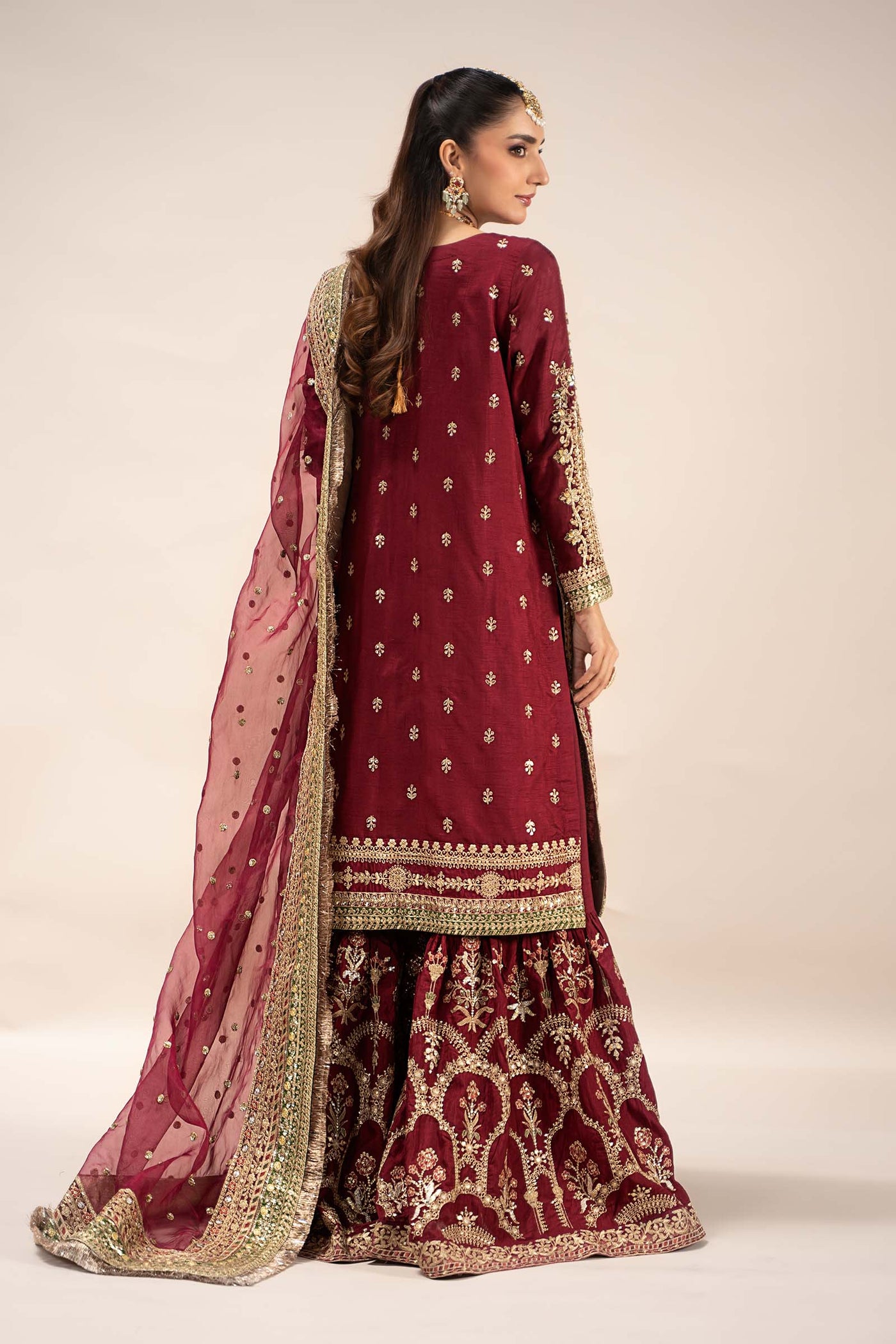 3 Piece Embroidered Raw Silk Suit | SF-EF25-01