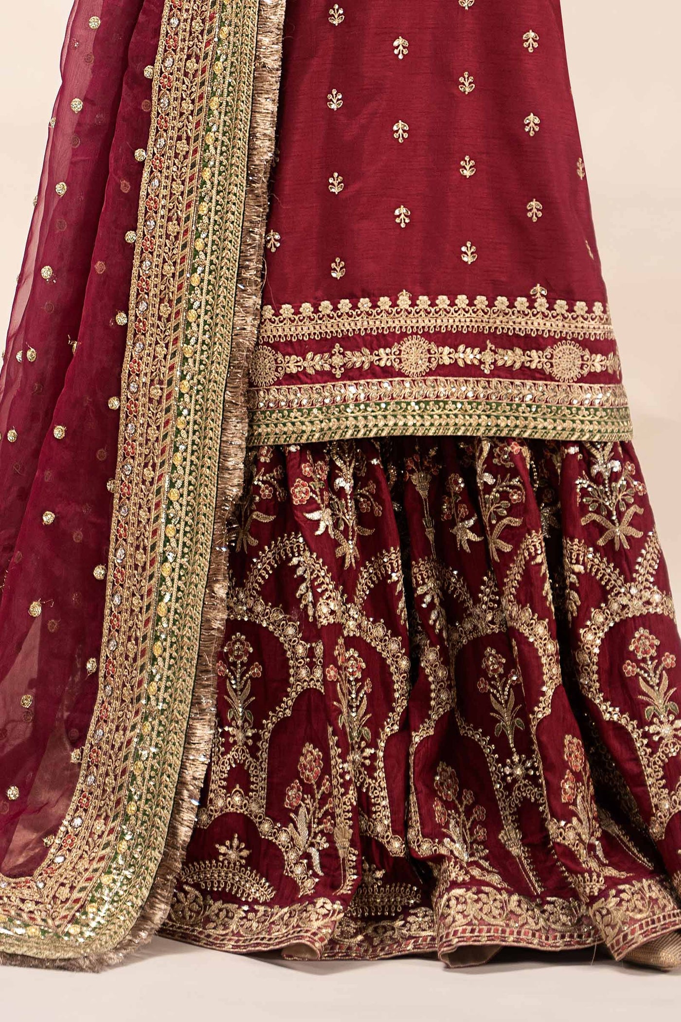 3 Piece Embroidered Raw Silk Suit | SF-EF25-01