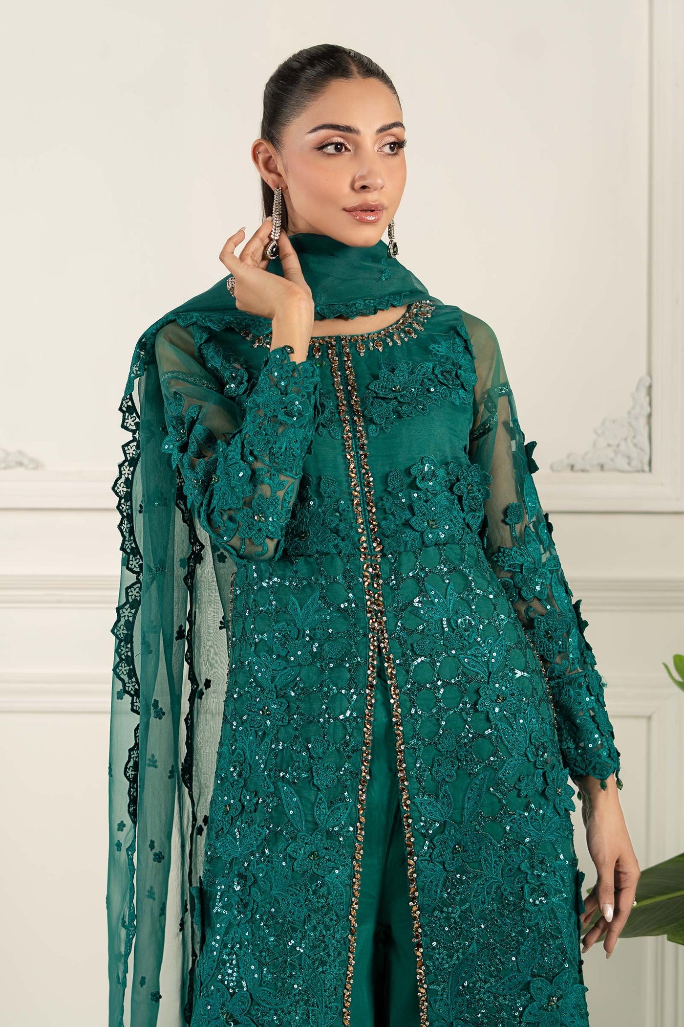 3 Piece Embroidered Organza Suit | SF-EF25-04