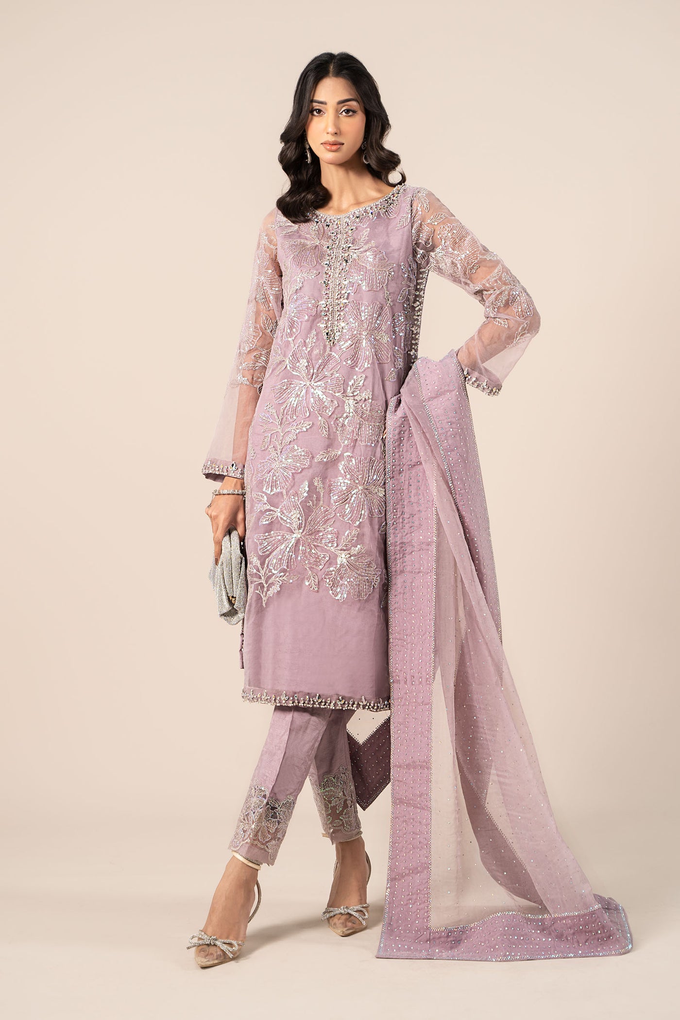 3 Piece Embroidered Organza Suit | SF-EF25-15