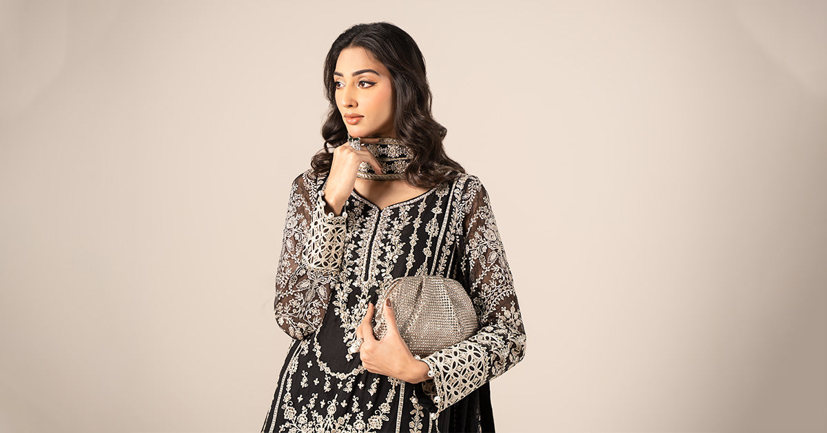 3 Piece Embroidered Chiffon Suit | SF-EF25-20