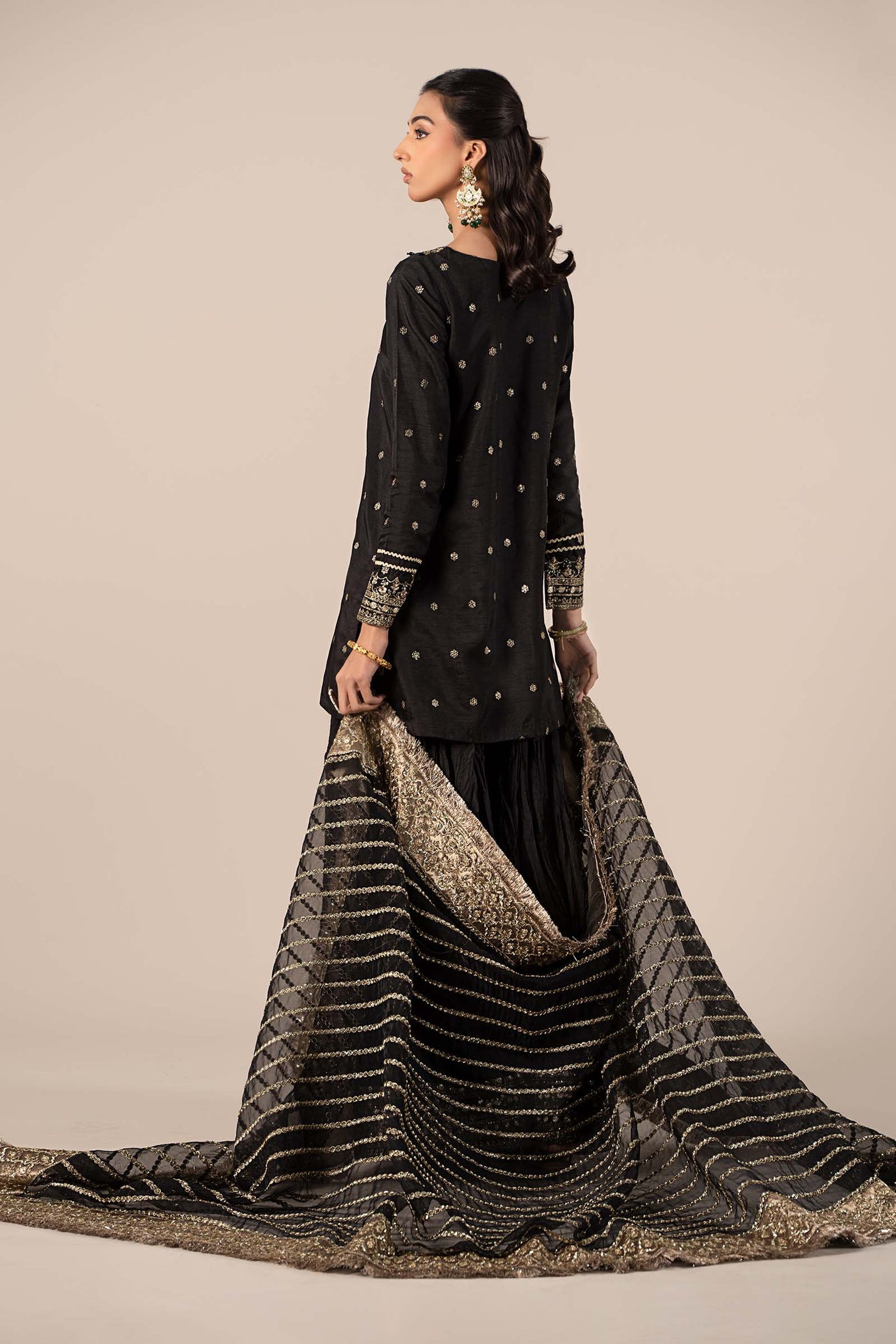 3 Piece Embroidered Raw Silk Suit | SF-EF25-25