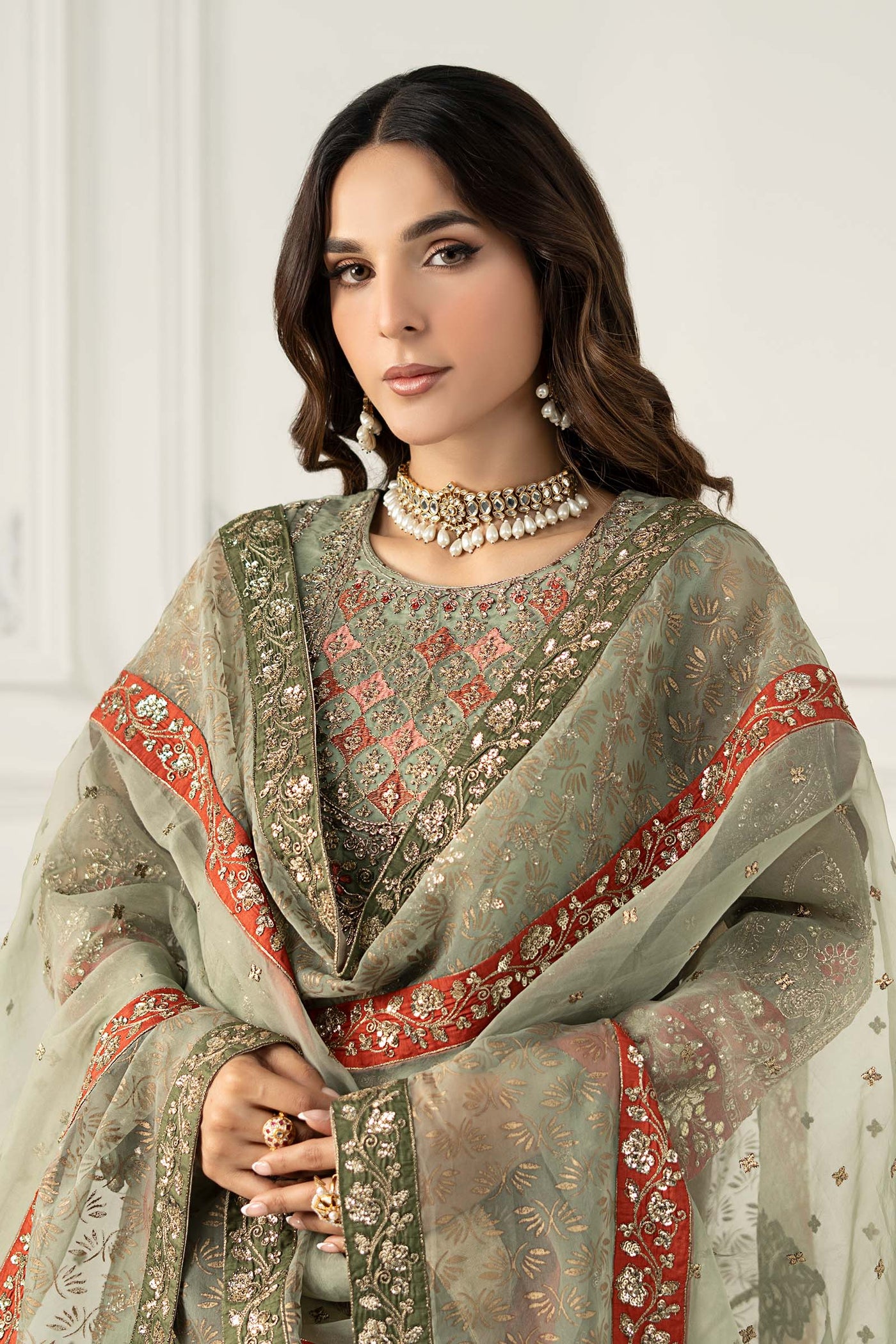 3 Piece Embroidered Organza Suit | SF-EF25-28