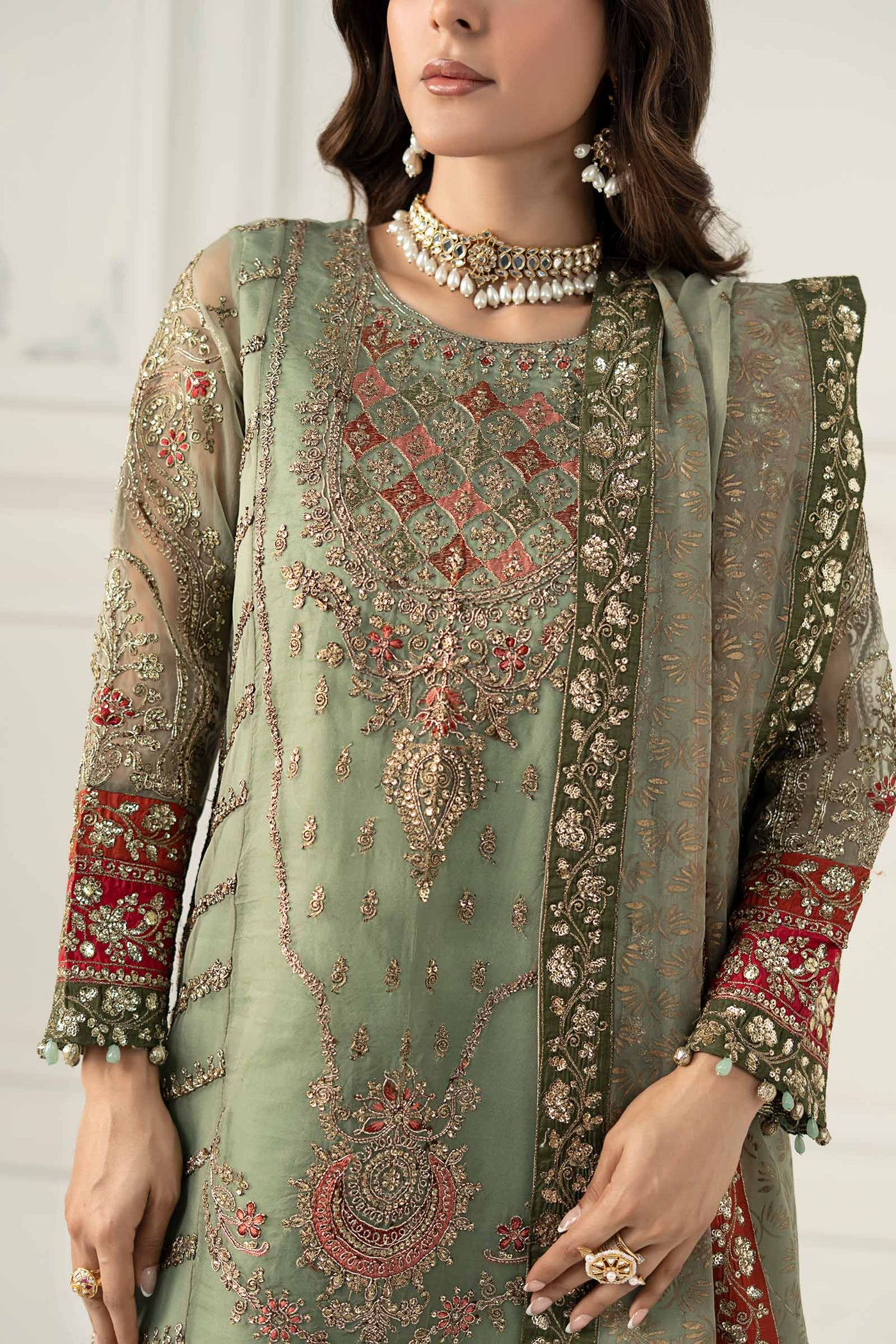 3 Piece Embroidered Organza Suit | SF-EF25-28