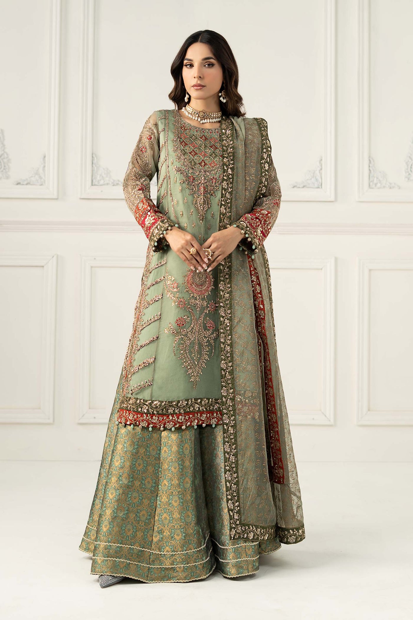 3 Piece Embroidered Organza Suit | SF-EF25-28