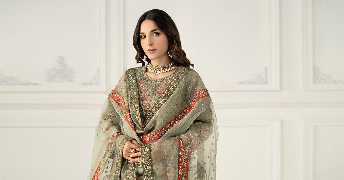 3 Piece Embroidered Organza Suit | SF-EF25-28