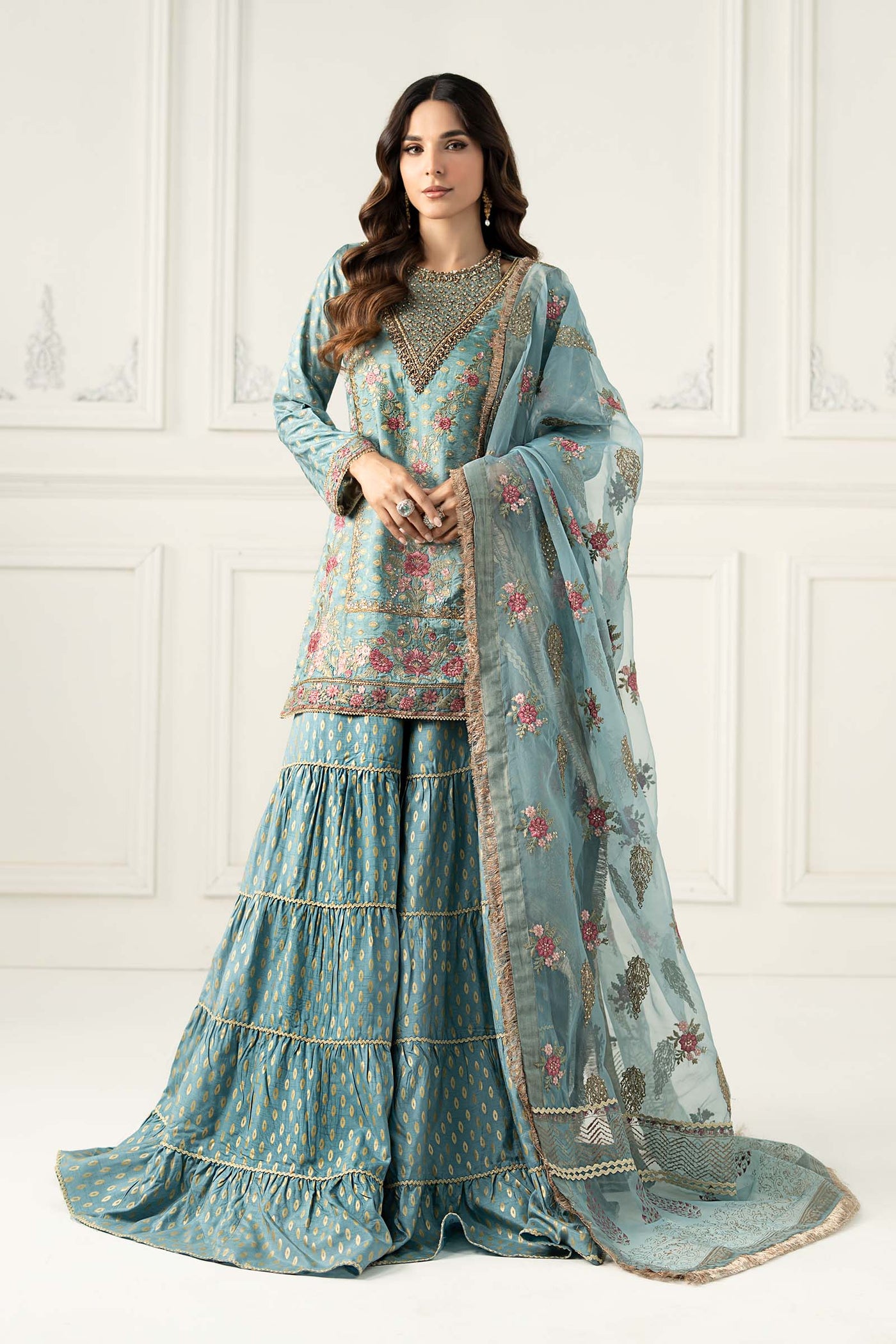 3 Piece Embroidered Silk Jacquard Suit | SF-EF25-31