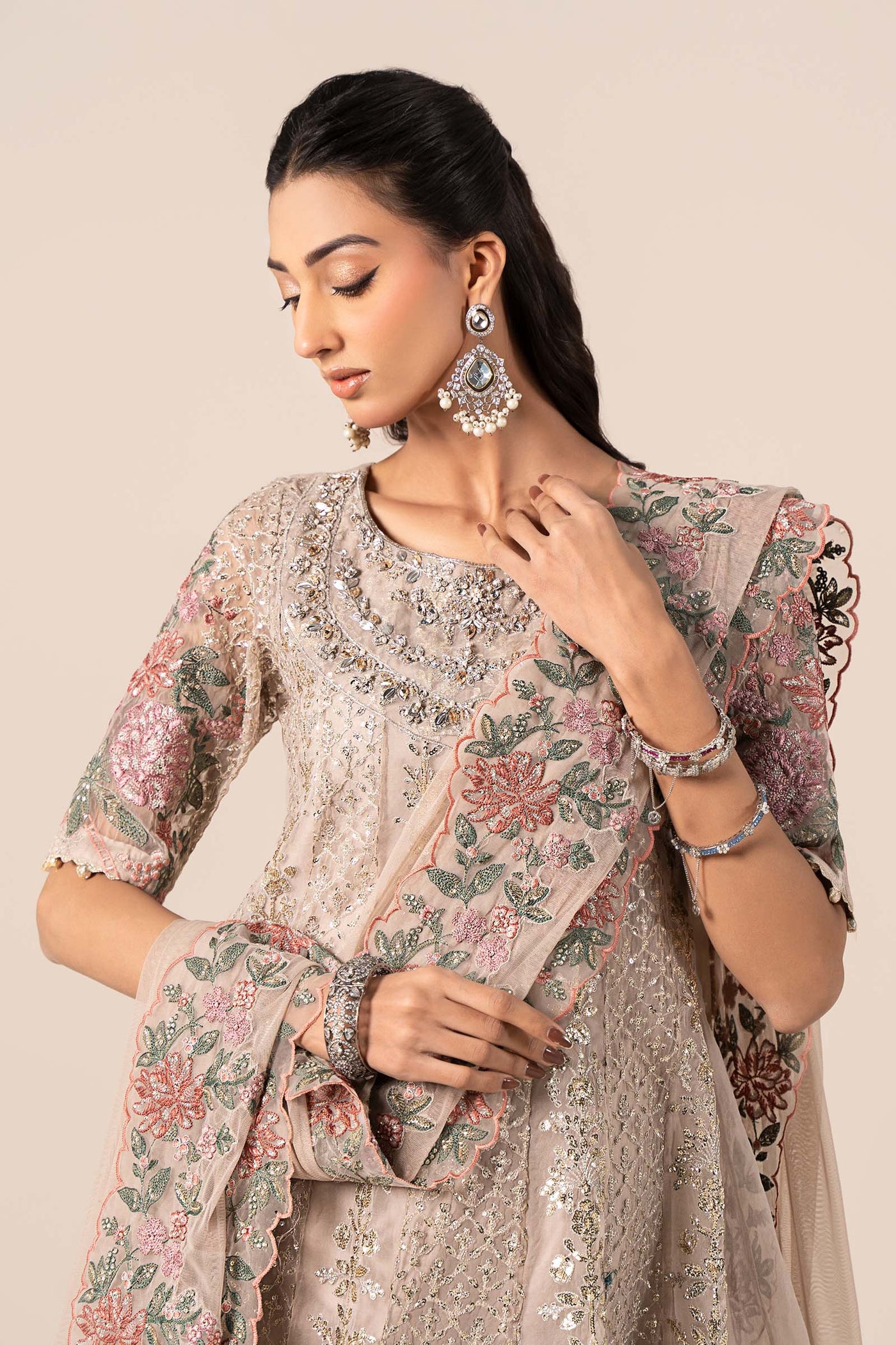 3 Piece Embroidered Organza Suit | SF-EF25-42