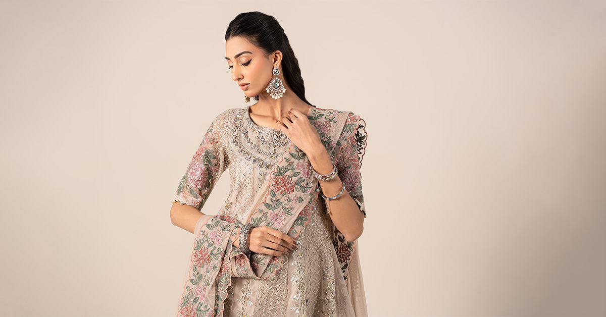 3 Piece Embroidered Organza Suit | SF-EF25-42