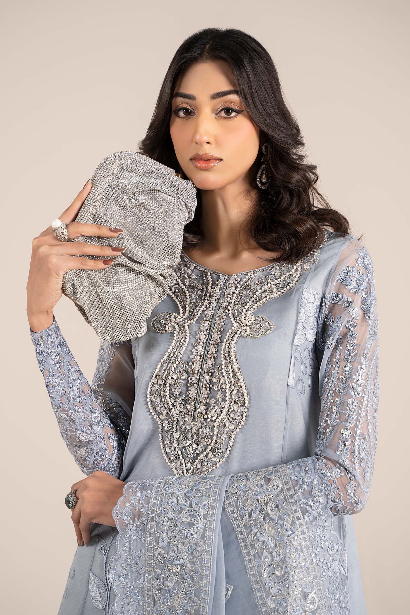 3 Piece Embroidered Organza Suit | SF-EF25-51